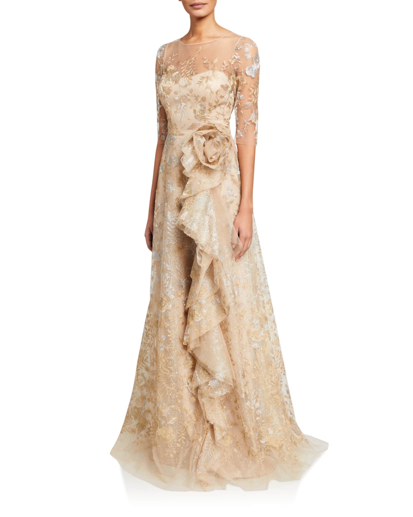 Teri jon embellished lace peplum gown clearance