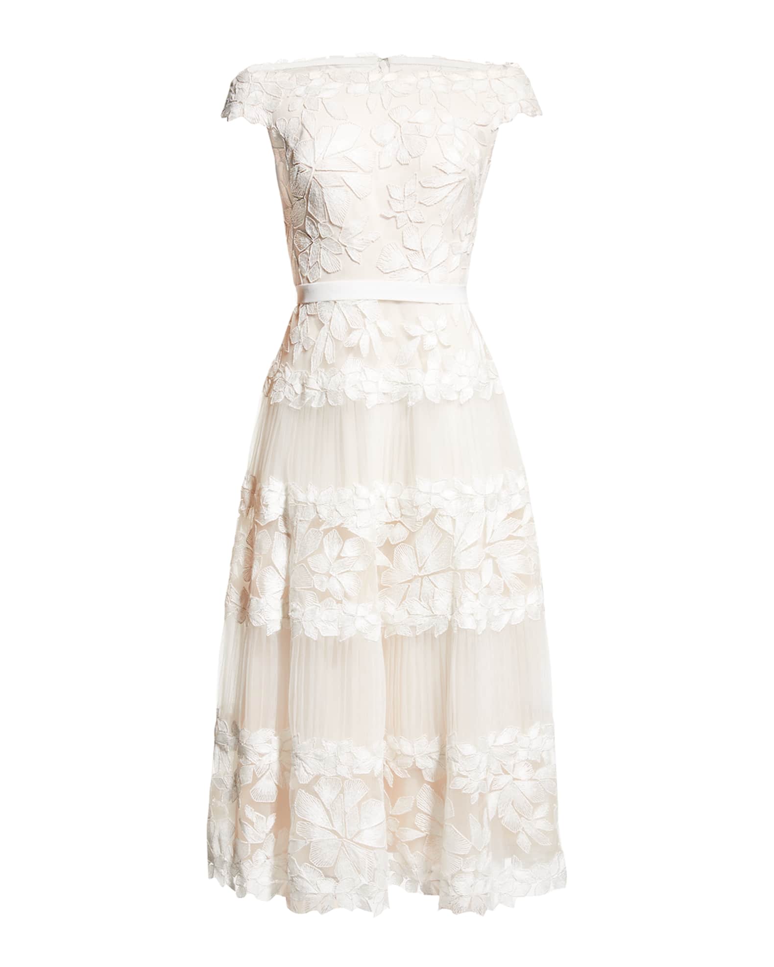 quarter length sleeve lace dress Two-Tone Black Lace Three-Quarter Sleeve Fit Flare Formal Dress main image 0