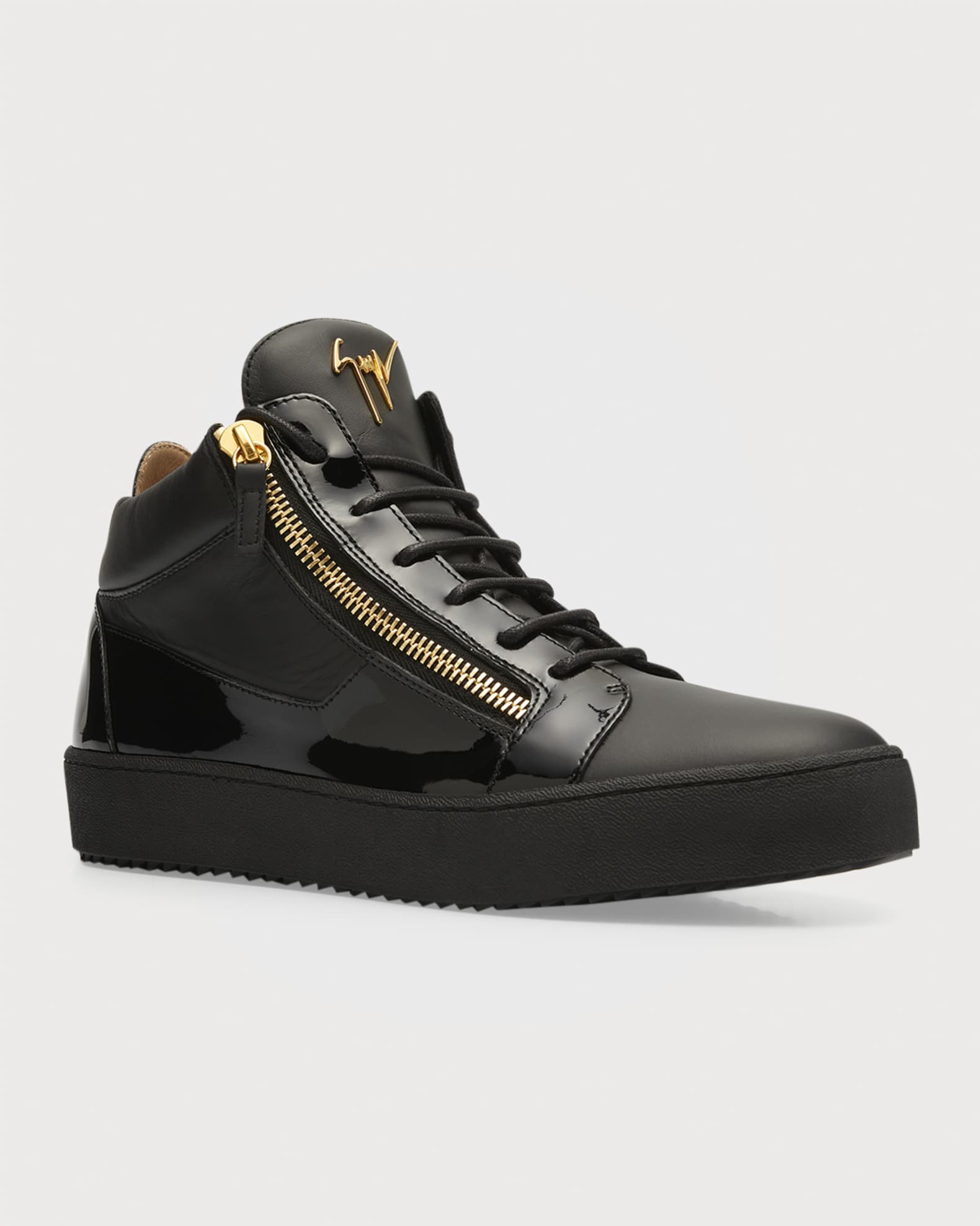 Giuseppe Zanotti Men's Kriss Leather Mid-Top Sneakers | Neiman Marcus