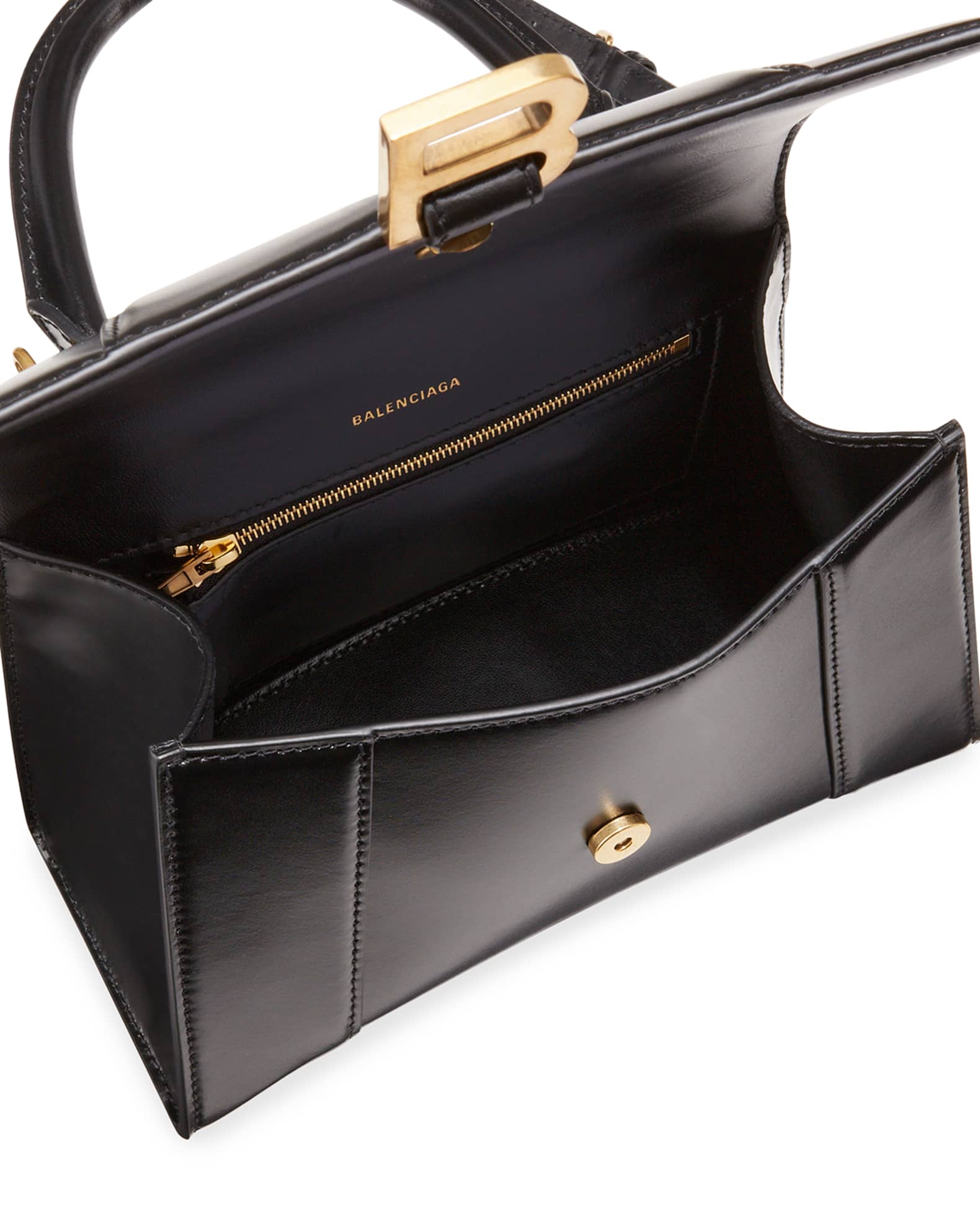 Balenciaga Hourglass Small Shiny Leather Top-Handle Bag | Neiman Marcus