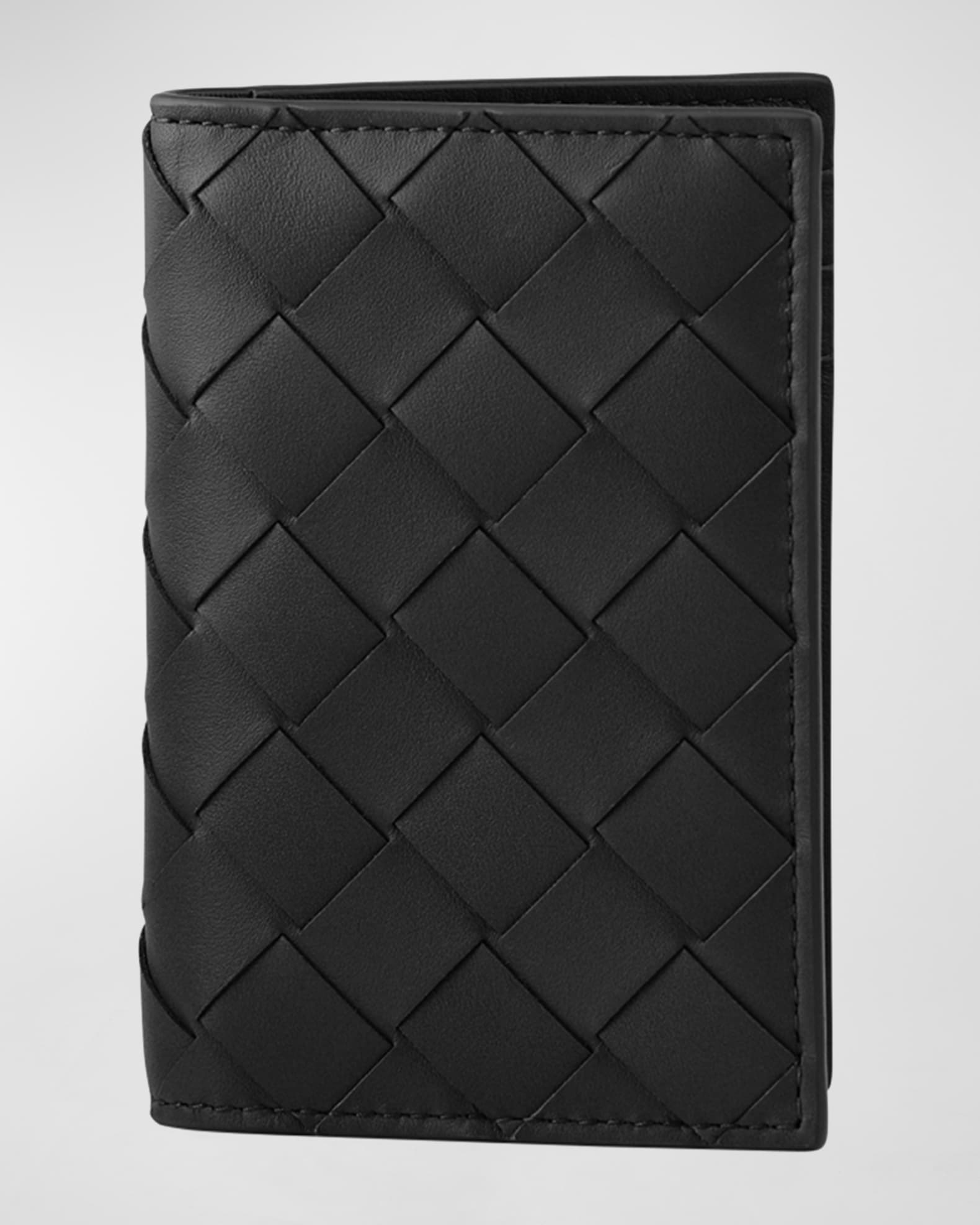 ☆BOTTEGA VENETA☆ Corner Bicolor Business Card Card Case Sa Bottega Veneta Men's Intrecciato Bicolor Leather Zipped Card