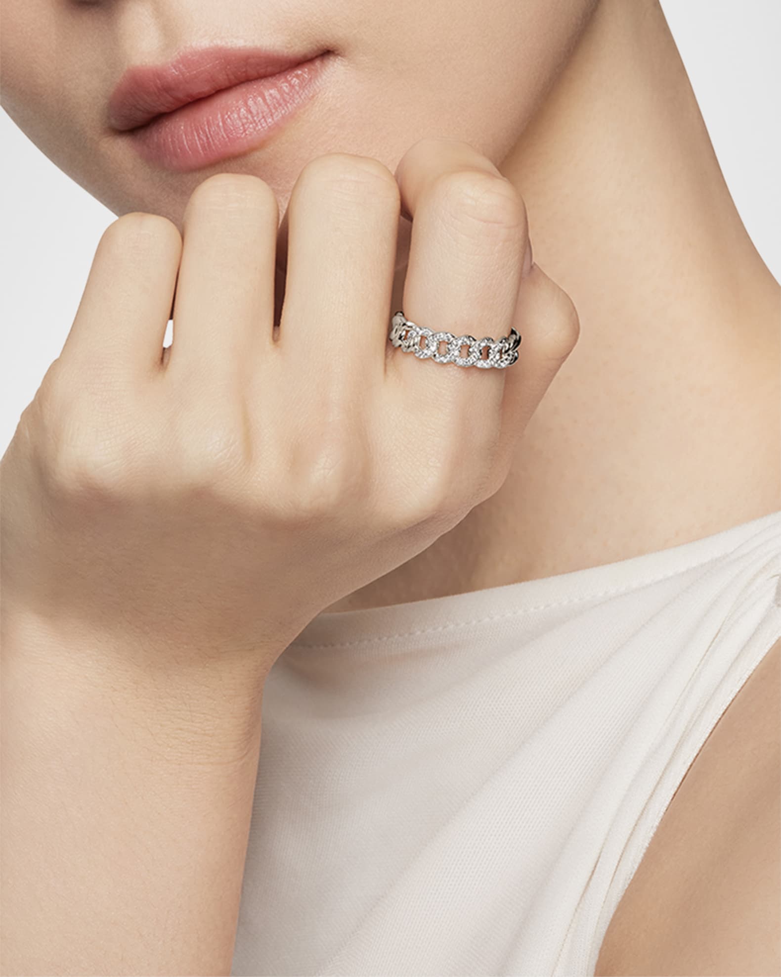 David Yurman Belmont Narrow Curb Link Ring with Diamonds Neiman Marcus