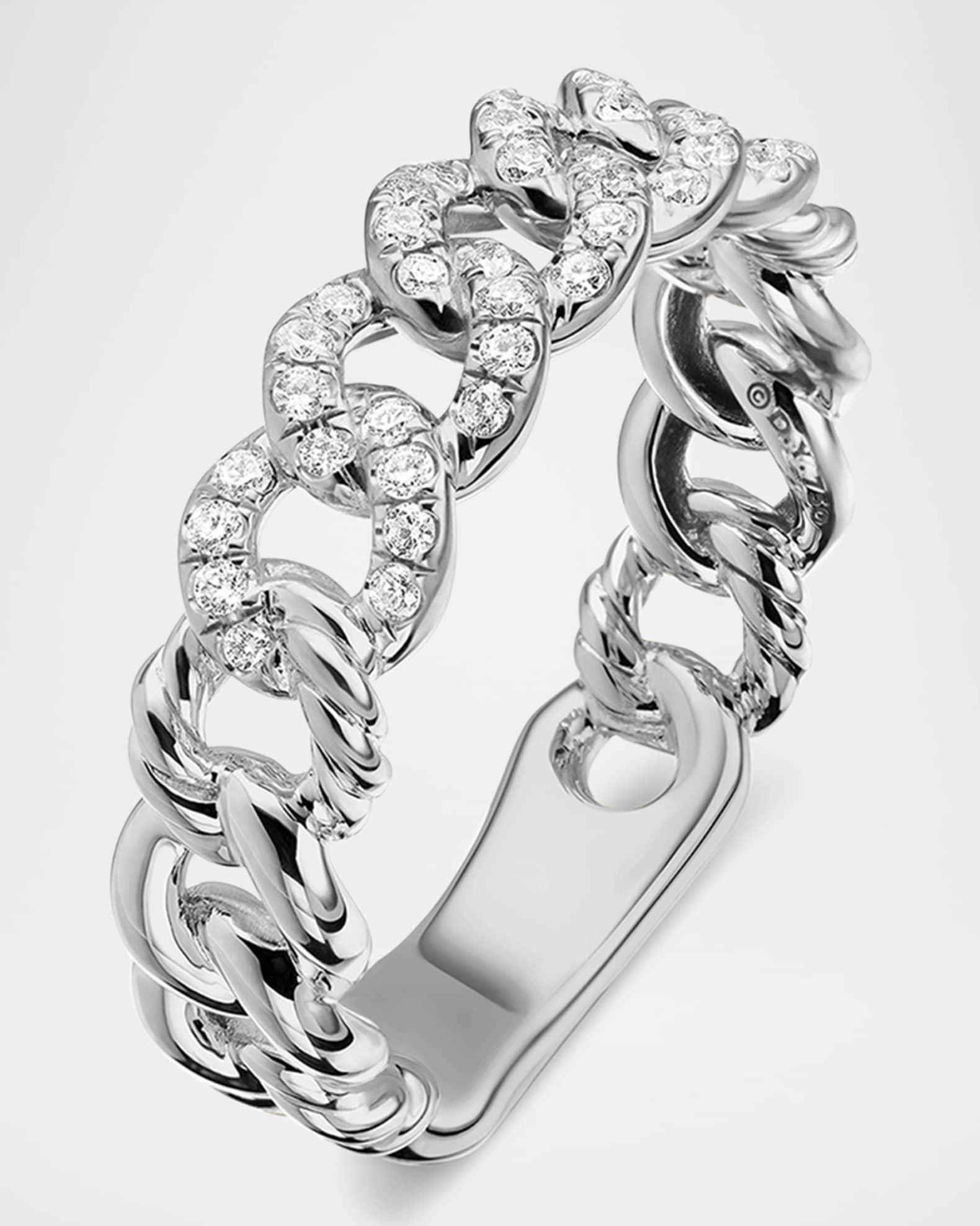 Belmont Narrow Curb Link Ring with Diamonds