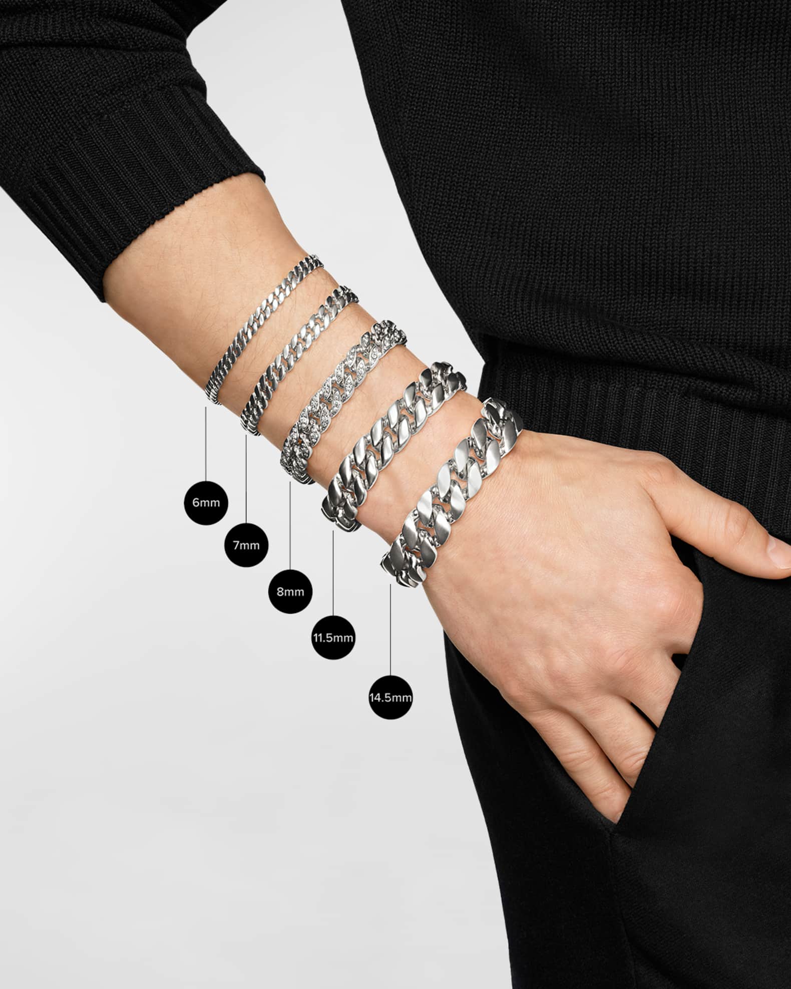 David Yurman Men's Curb Chain Bracelet in Silver, 8mm | Neiman Marcus