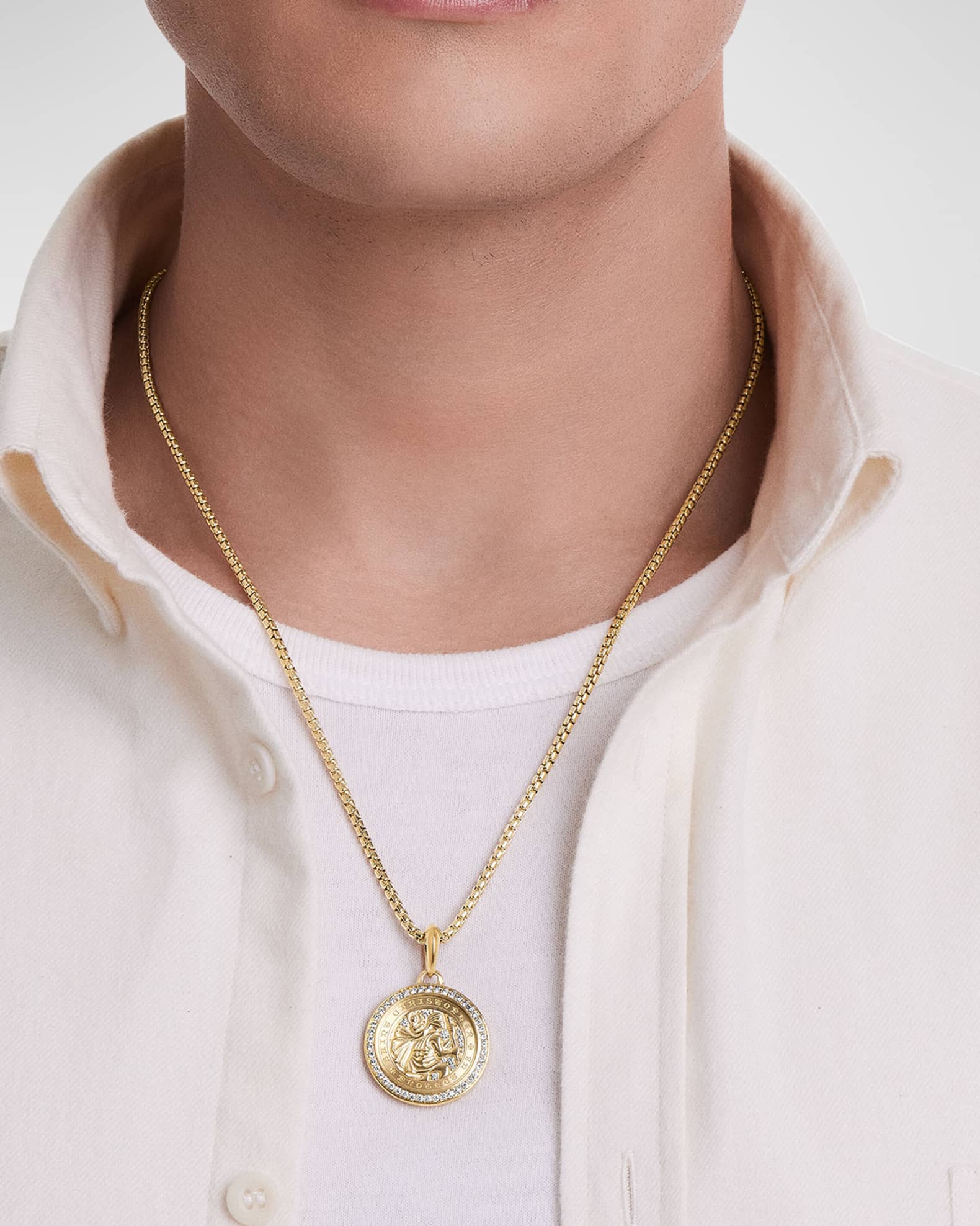 David Yurman Men s St. Christopher Pendant in 18K Gold 34.5mm Neiman Marcus