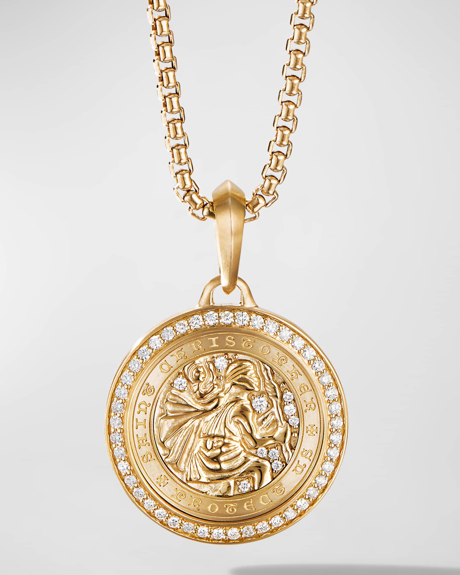 Men's St. Christopher Pendant in 18K Gold, 34.5mm 0