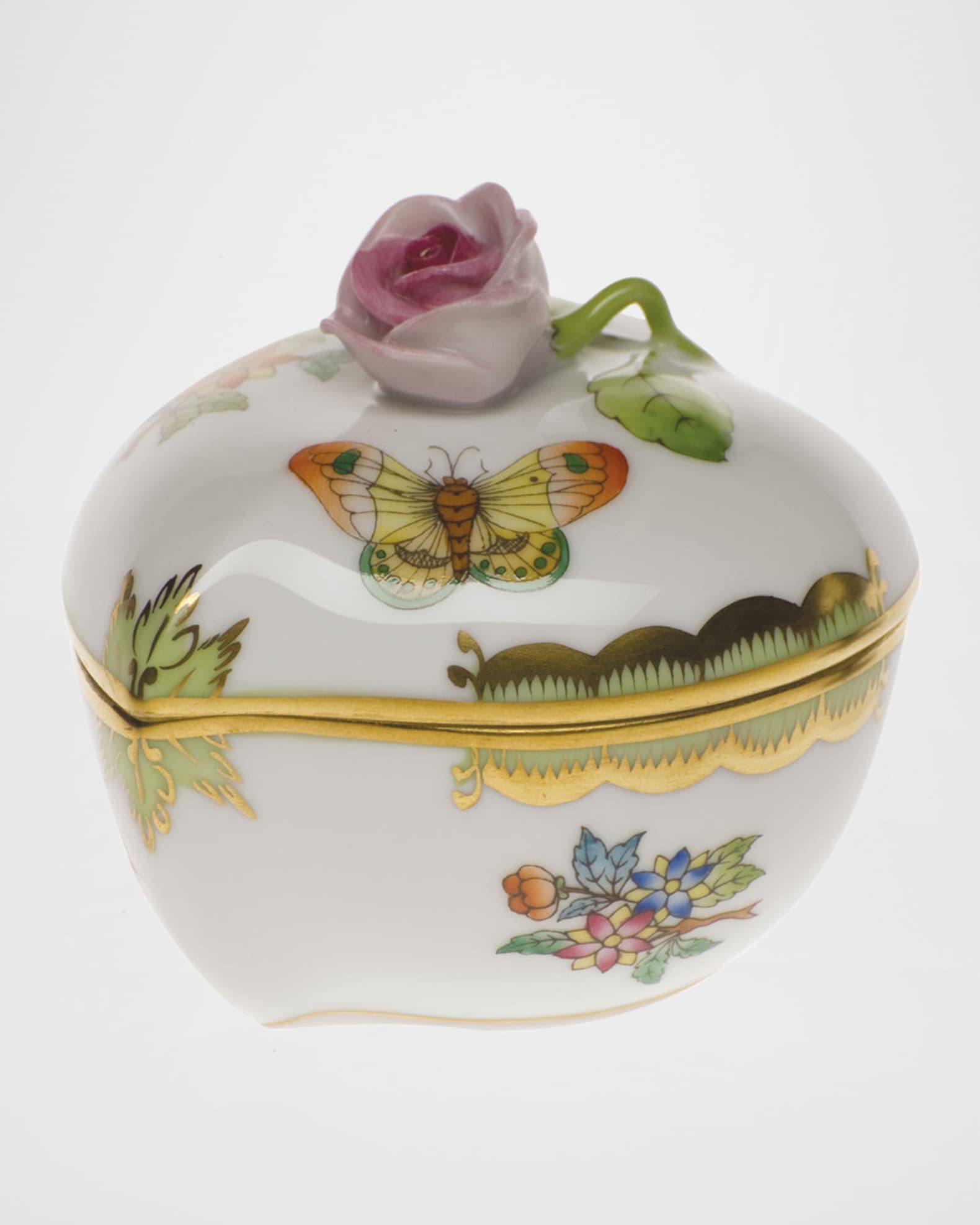 Queen Victoria Green Heart Bonbon with Rose Finial 0