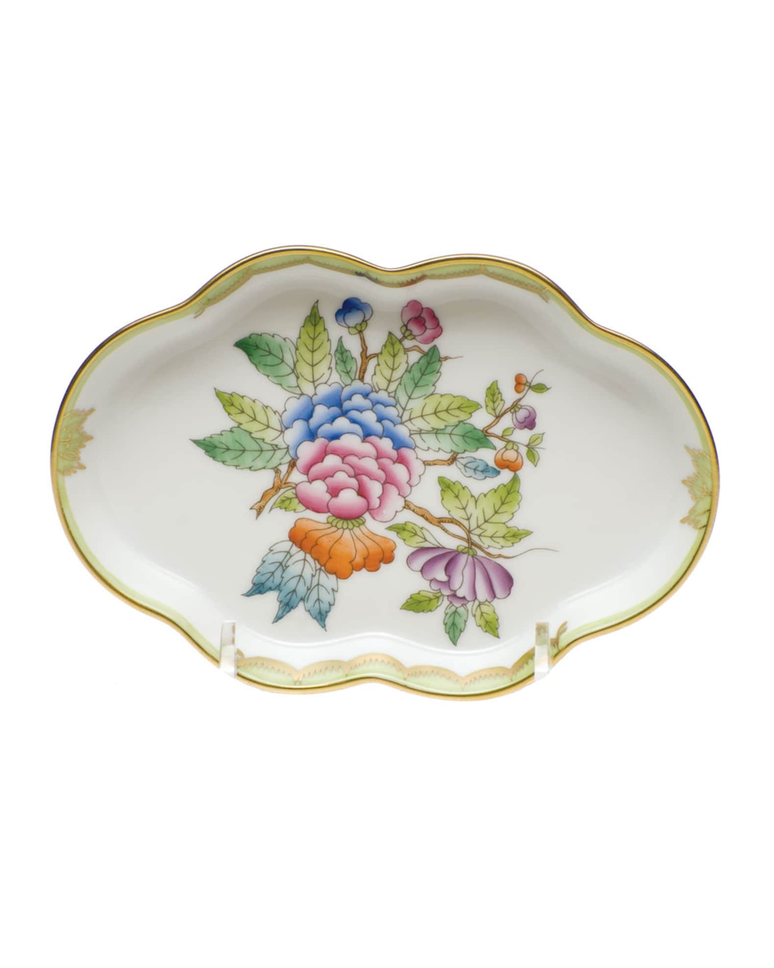 Herend Queen Victoria Green Small Scalloped Tray