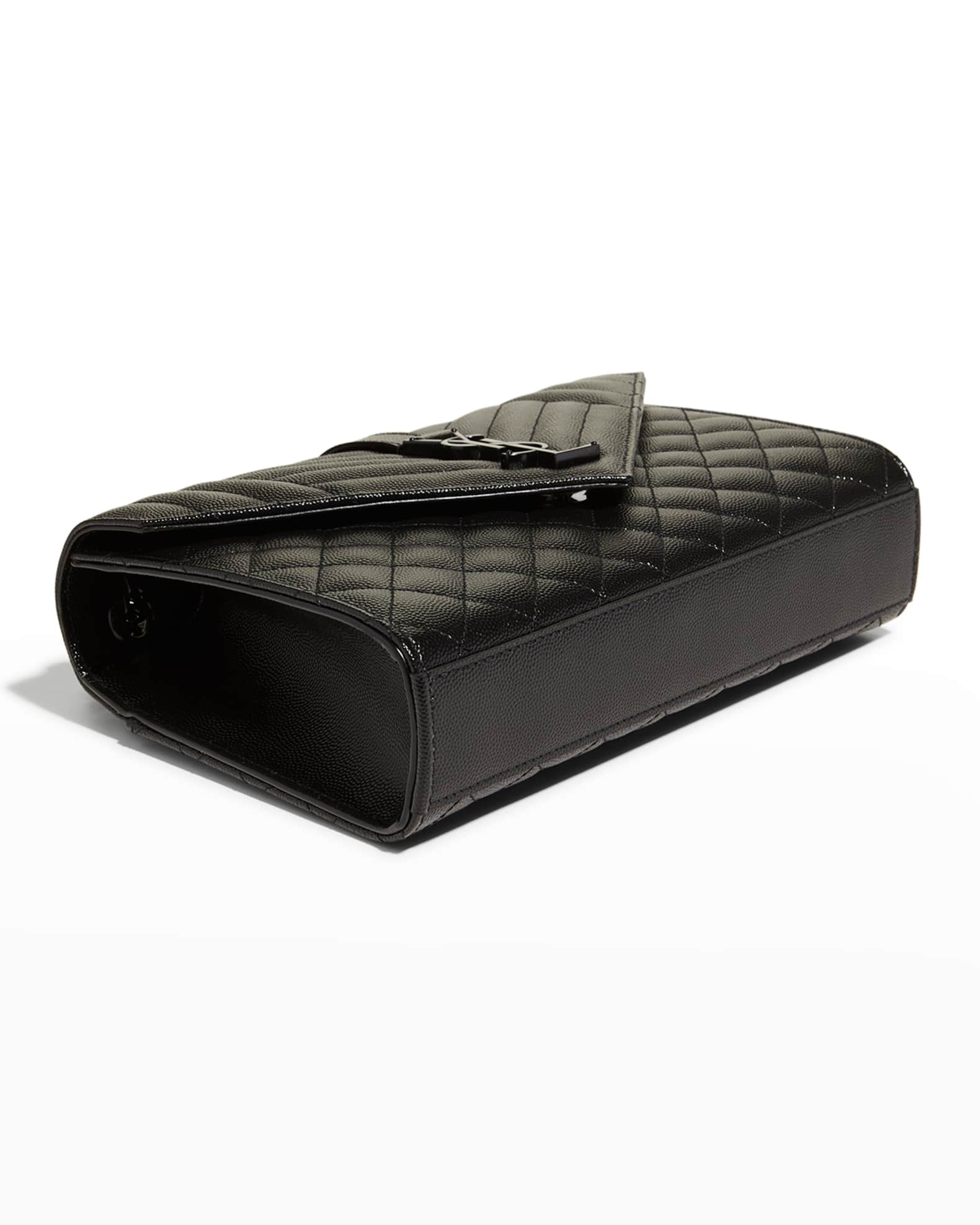 【SAINT LAURENT】ENVELOPE MEDIUM BAG ENVELOPE MEDIUM IN QUILTED GRAIN DE POUDRE EMBOSSED LEATHER
