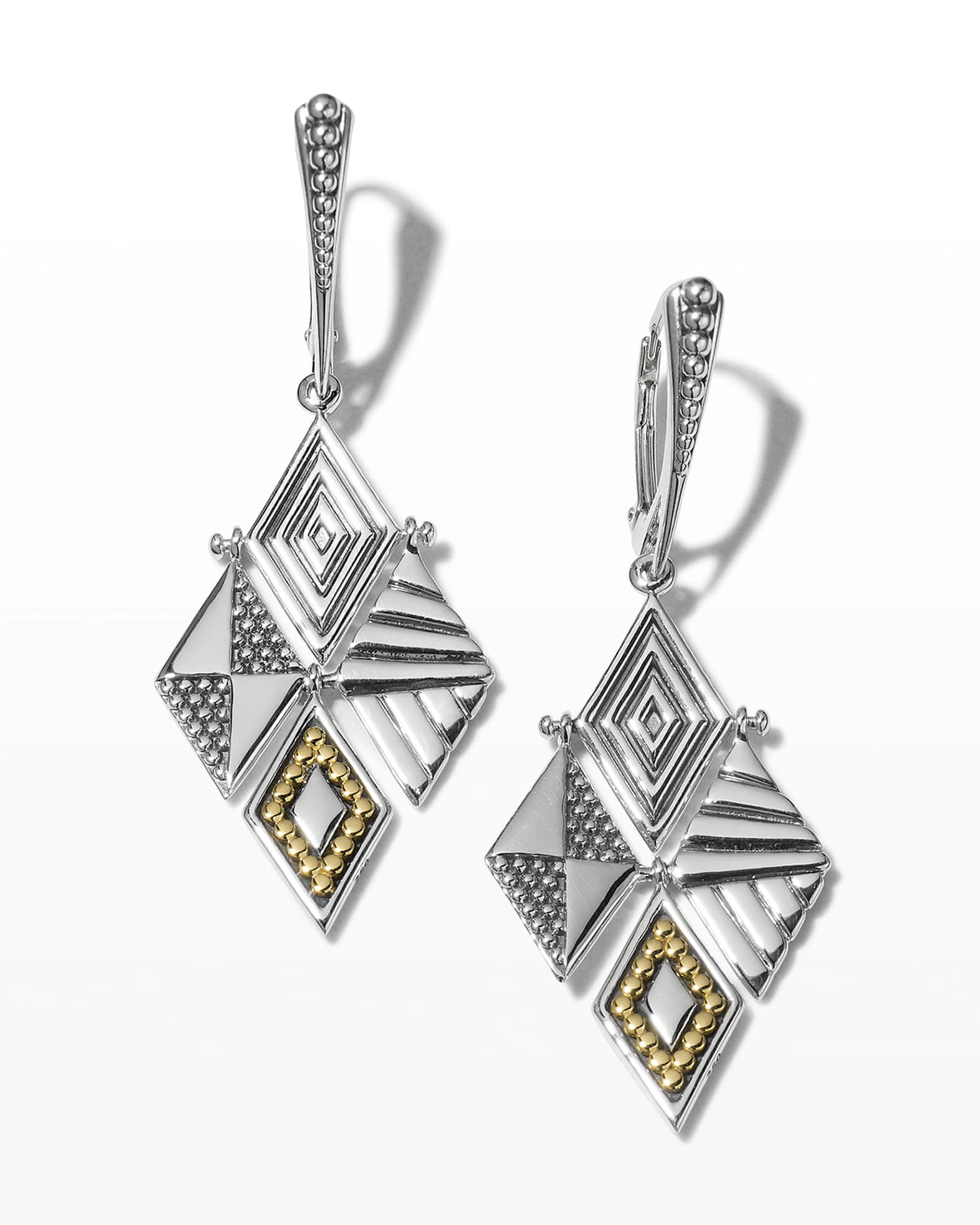 LAGOS Signature Caviar Multi-Texture Diamond-Shaped Dangle Earrings
