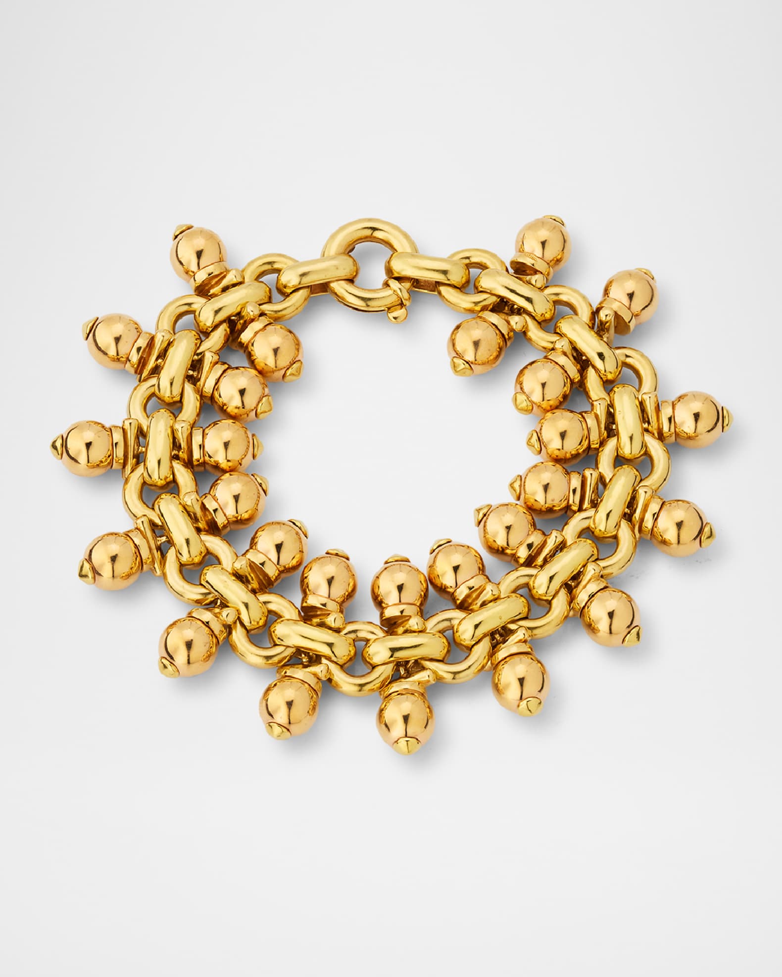 Estate Omar Torres 18K Yellow Gold Hollow Bead Bracelet 0