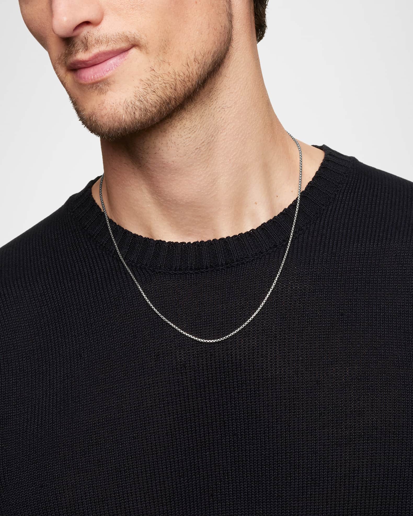 1.7mm Men's Box Chain Necklace in Silver 1