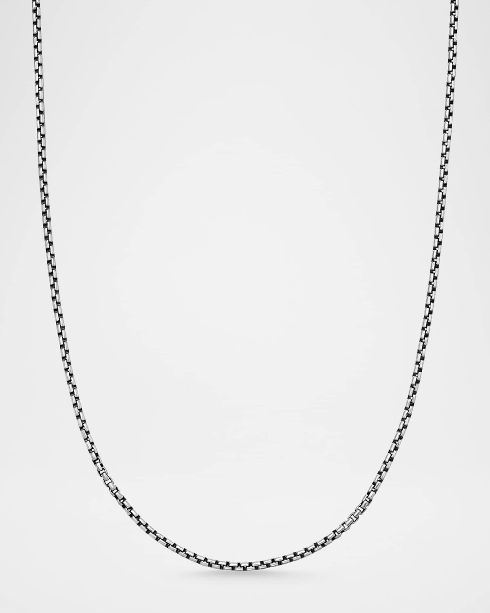 1.7mm Men's Box Chain Necklace in Silver 0