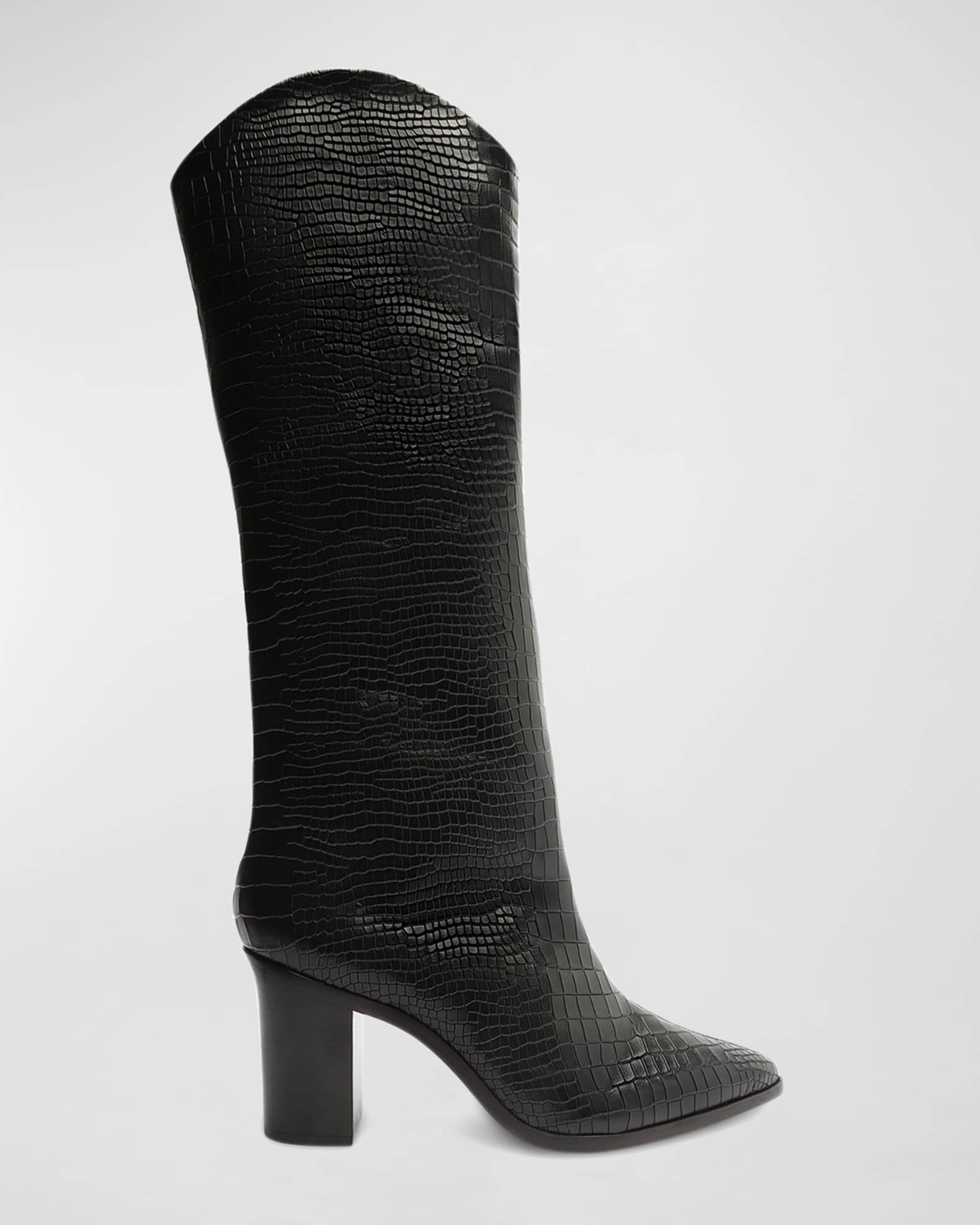 Schutz Analeah Snake-Print Leather Tall Boots | Neiman Marcus