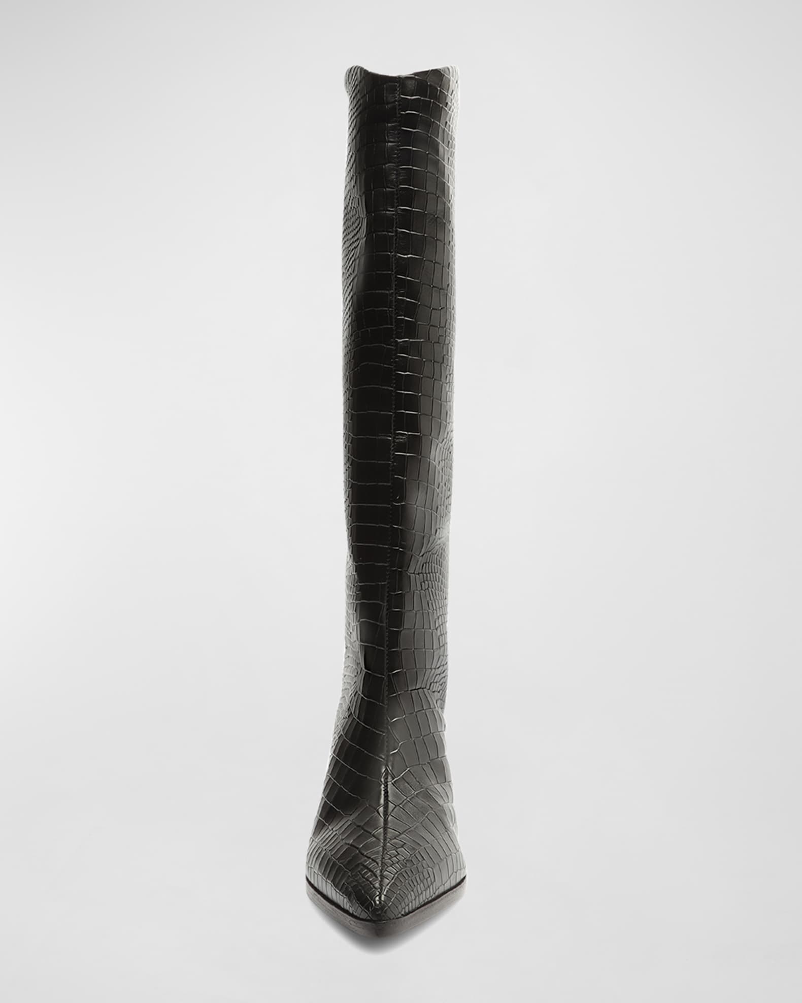 Schutz Analeah Snake-Print Leather Tall Boots | Neiman Marcus