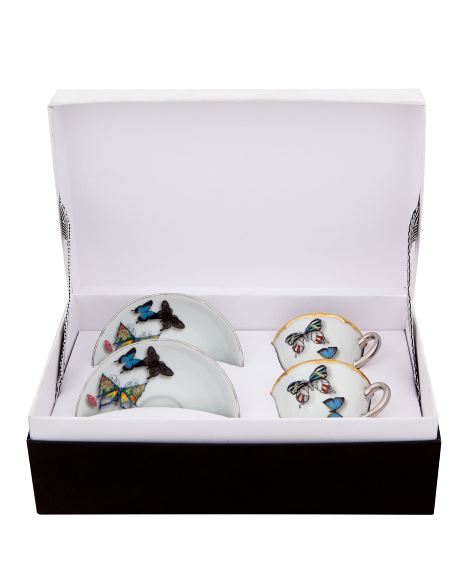 Christian LaCroix X Vista Alegre Butterfly Parade Espresso/Coffee Cups & Saucers, Set of 2