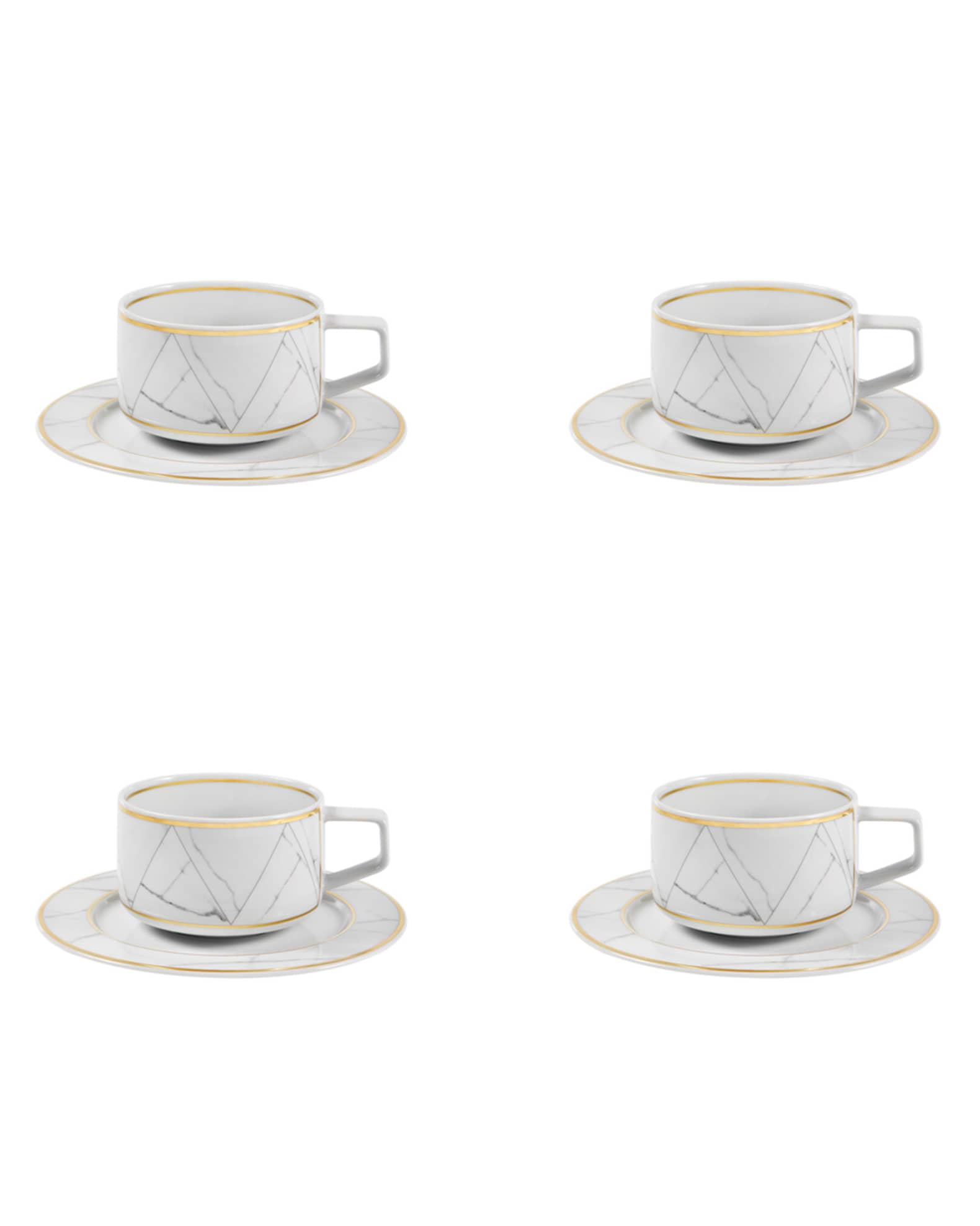 Carrara Teacups And Saucers, Set of Four 0