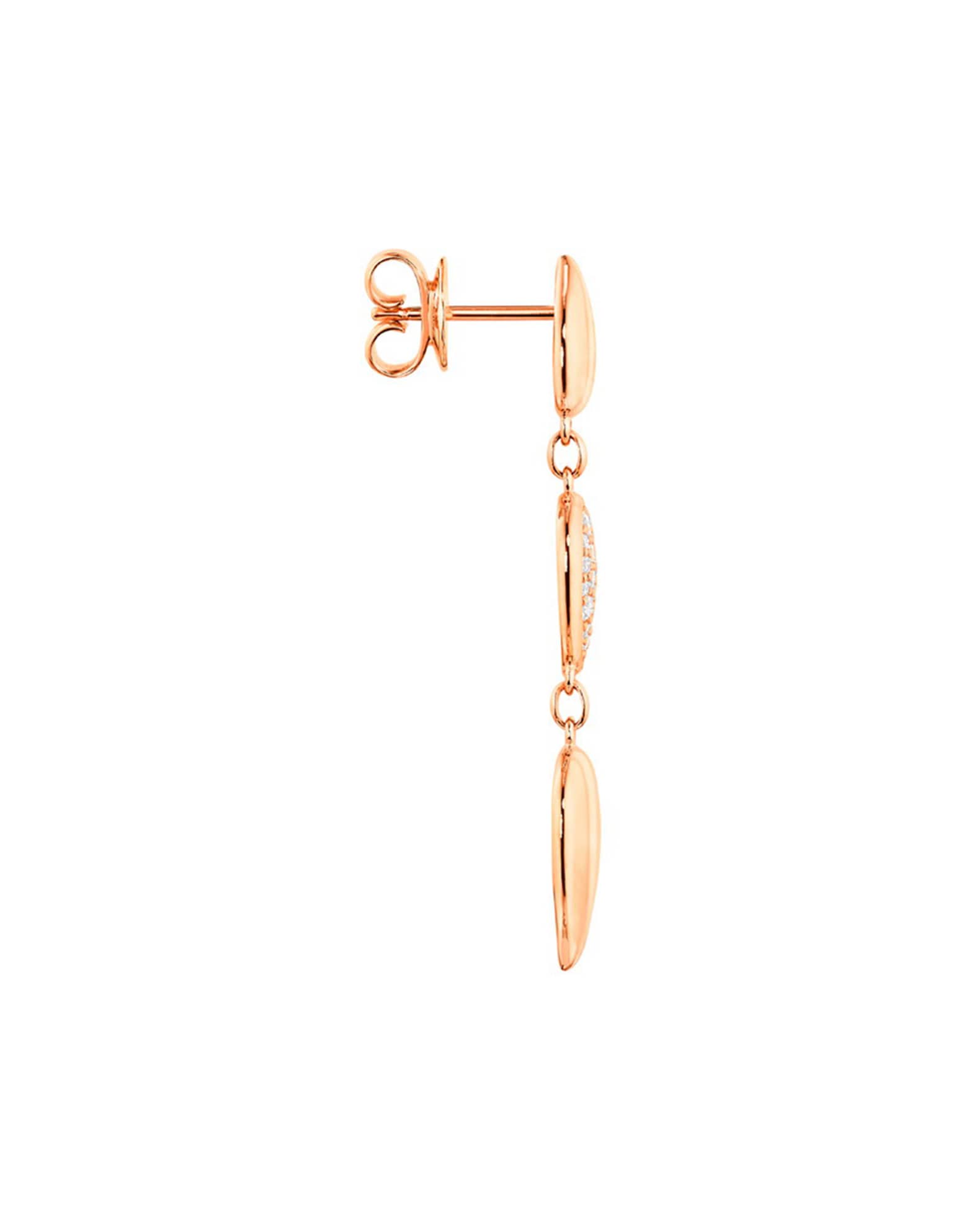 Mismatch 18k Rose Gold Linear Diamond Leaf Earrings 1