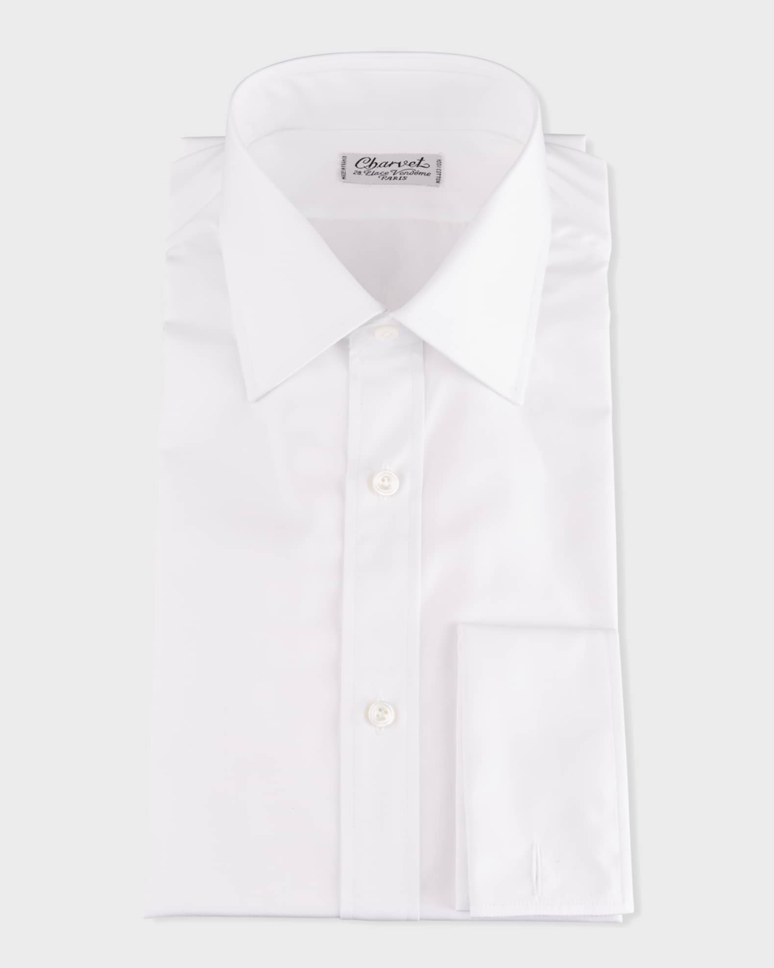 Boys Solid Spread Collar Shirt - White