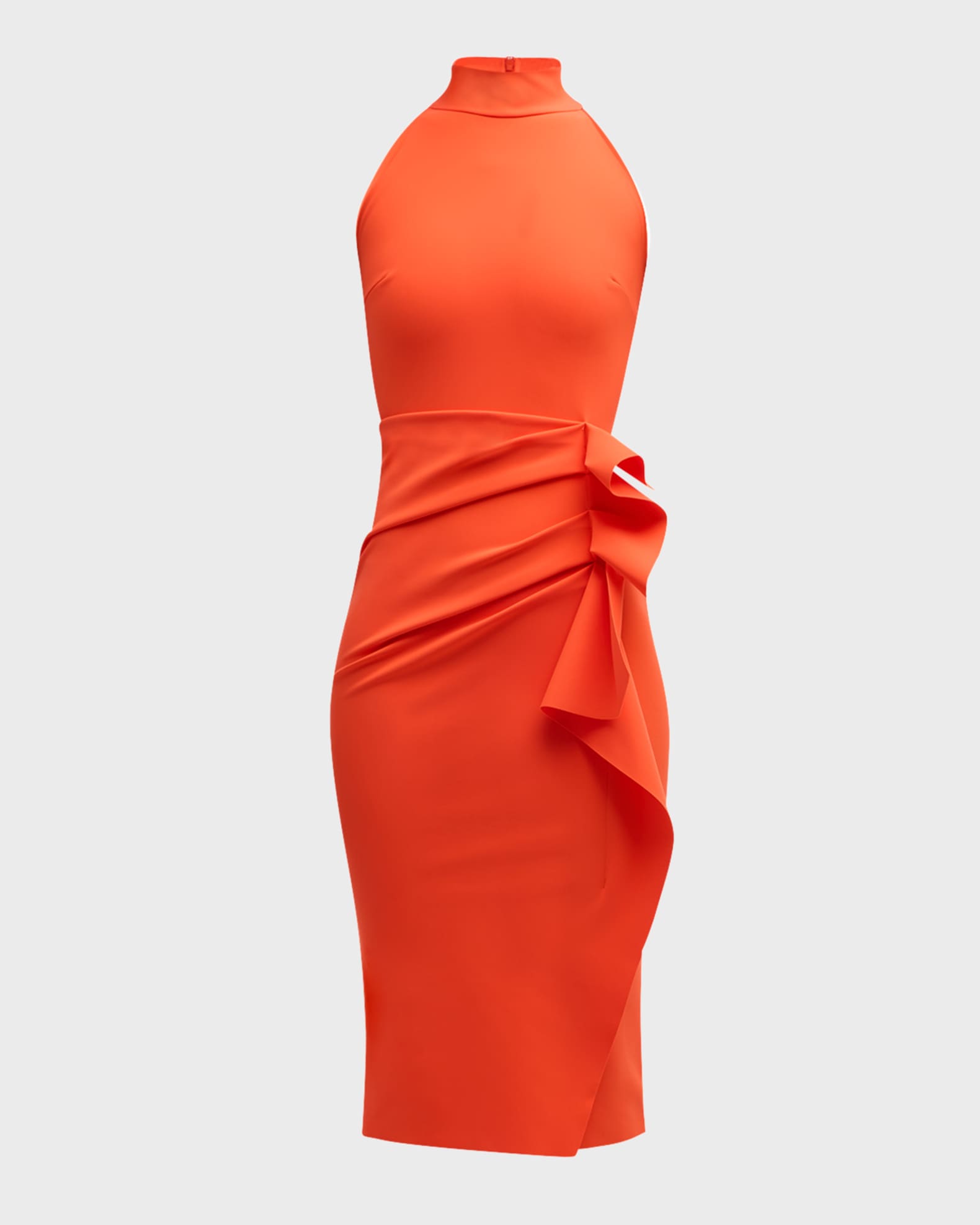 Chiara Boni La Petite Robe Sleeveless Halter Ruched Dress Neiman Marcus