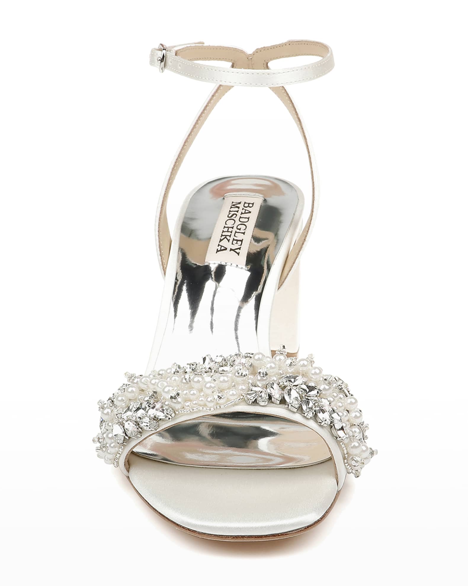 Badgley Mischka Clara Embellished Satin Cocktail Sandals Neiman