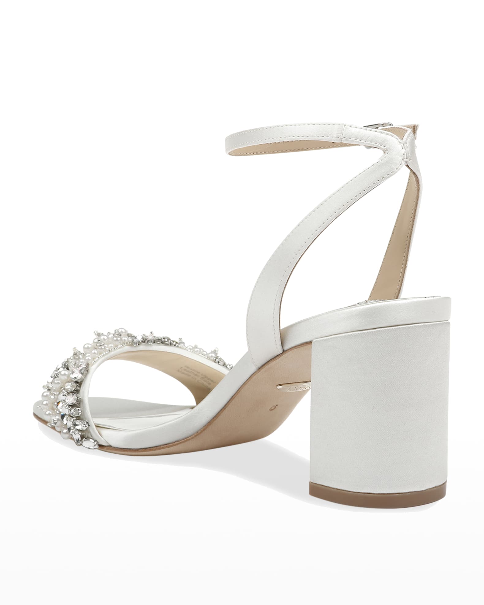 Badgley Mischka Clara Embellished Satin Cocktail Sandals | Neiman Marcus