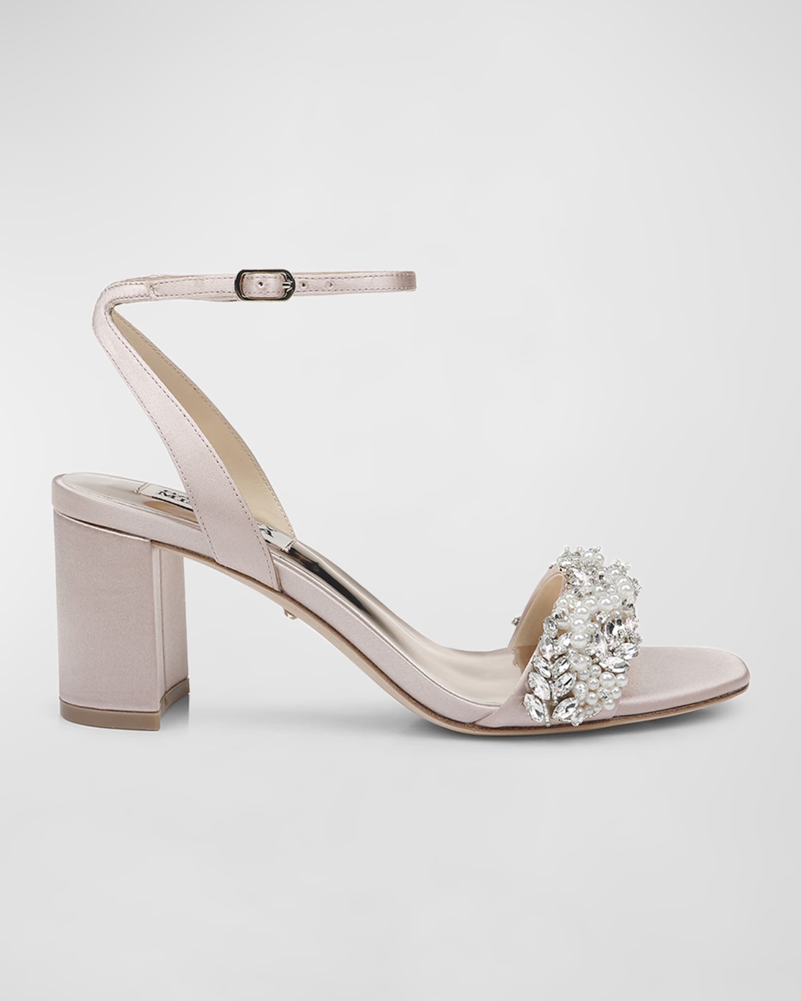 Badgley Mischka Clara Embellished Satin Cocktail Sandals | Neiman
