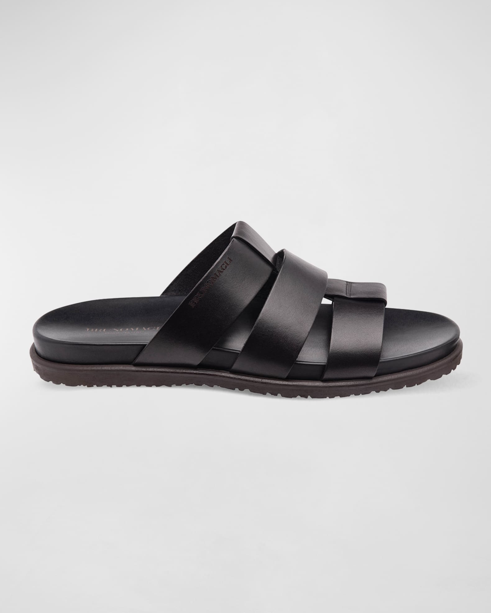 Bruno Magli Men's Empoli Three-Strap Leather Slide Sandals | Neiman Marcus