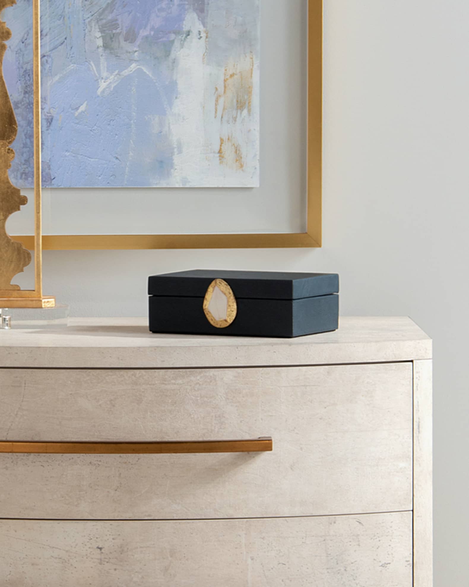 Onyx Pebble Grain Faux Leather Boxes, Set of 2 1