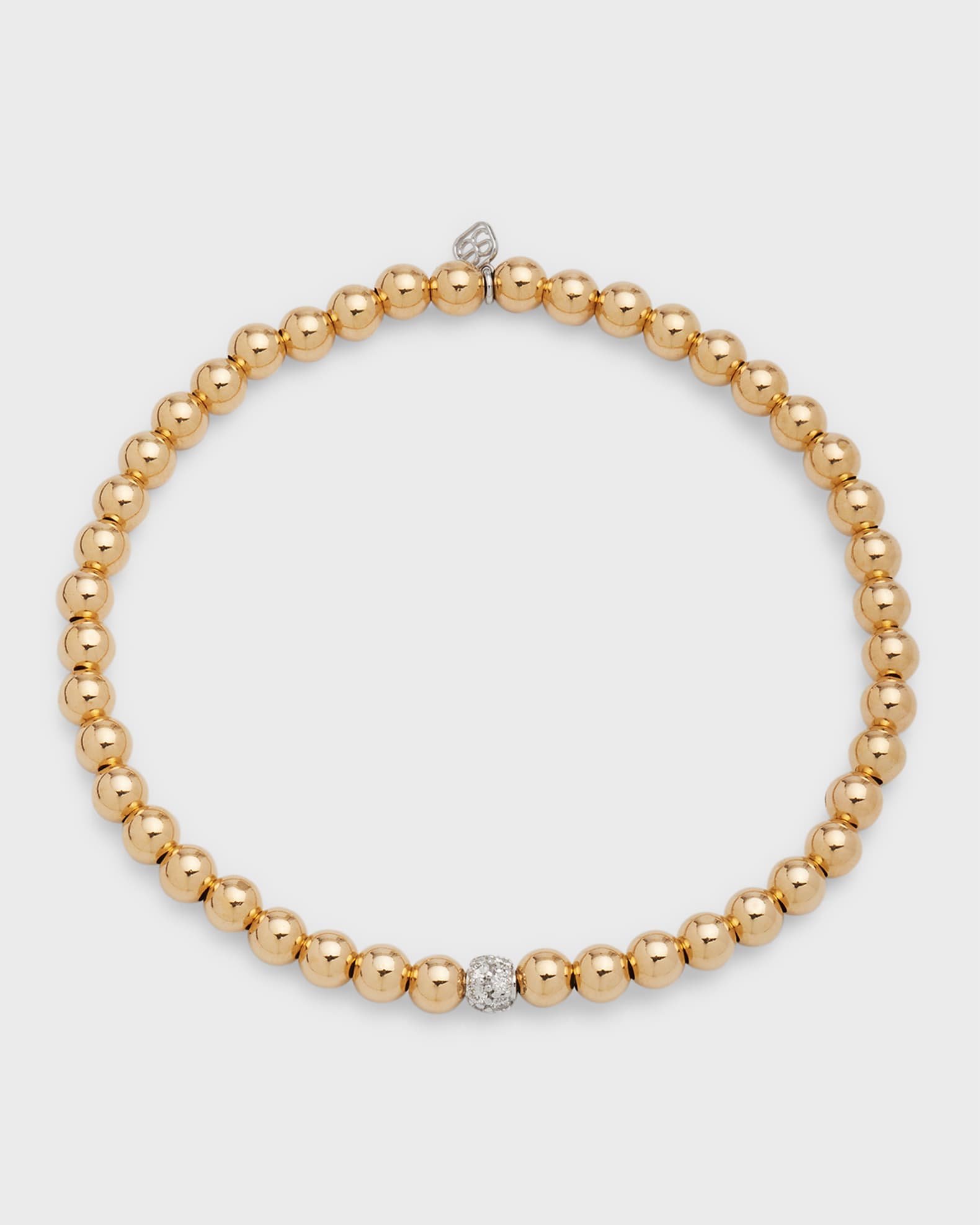14k White Gold Diamond Bead Ball Bracelet 0
