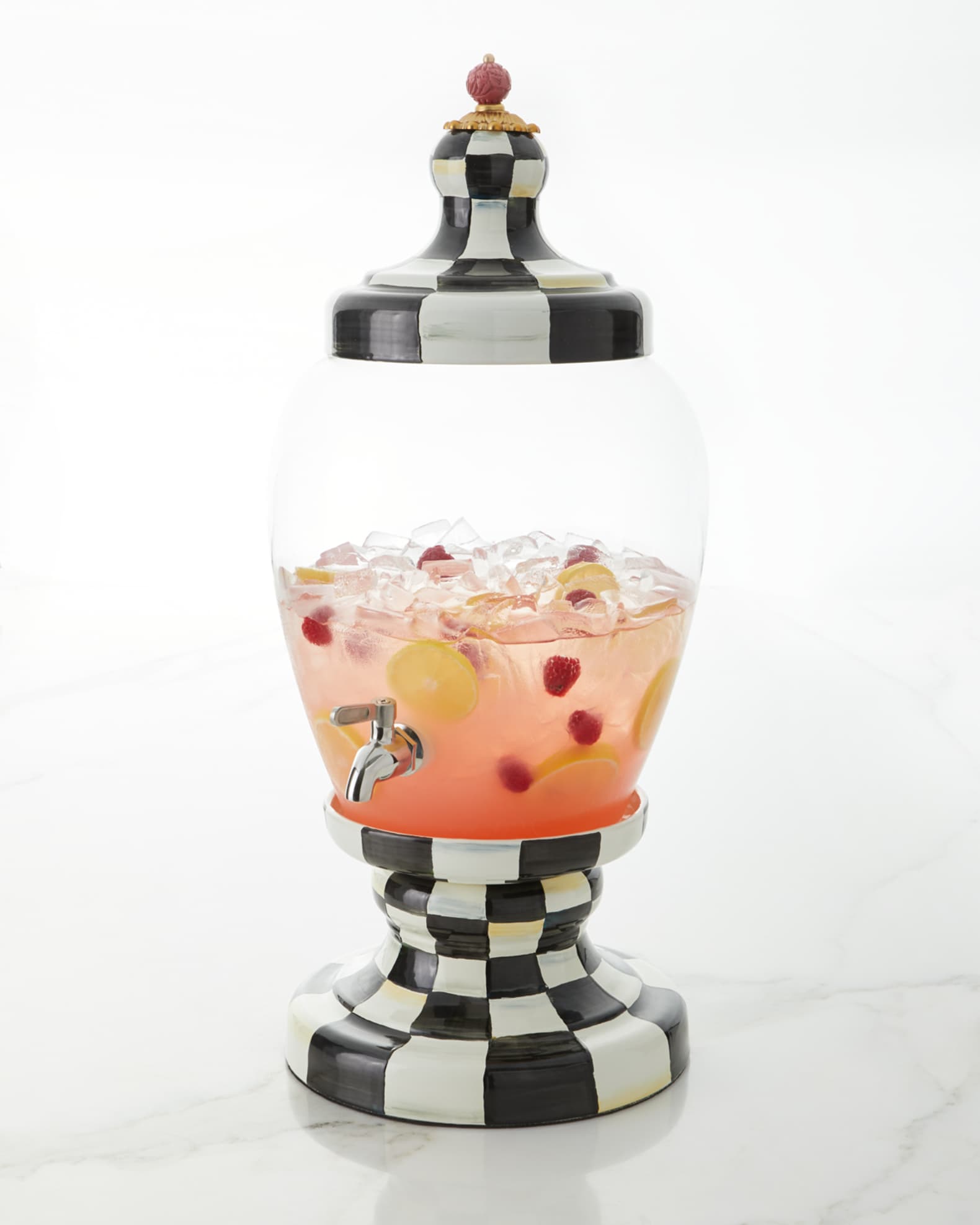 MacKenzieChilds Courtly Check Enamel Beverage Hostess Neiman Marcus