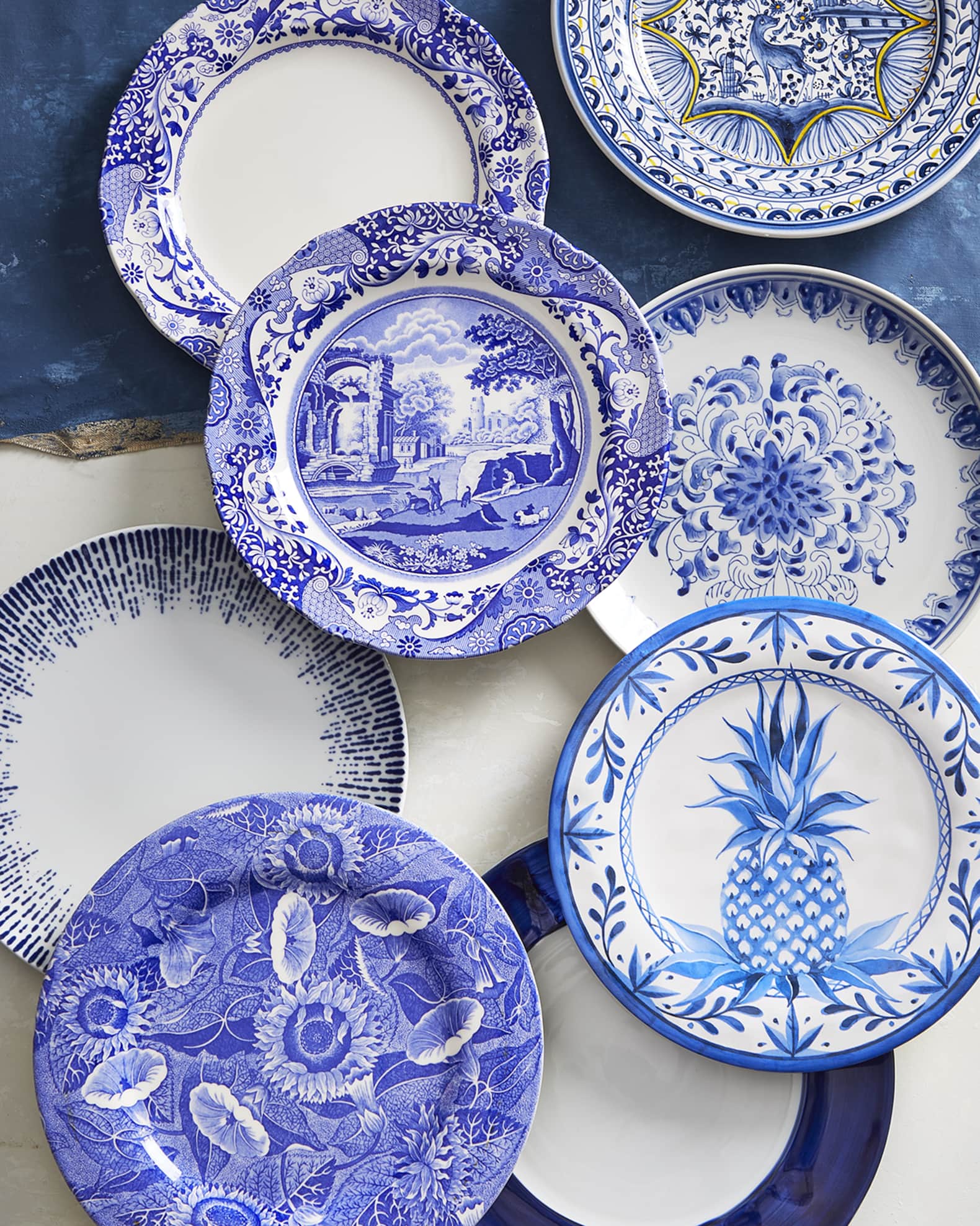 Bamboo Table Blue Pineapple Shatter Resistant Bamboo Dinner Plates Set of 4 Neiman Marcus