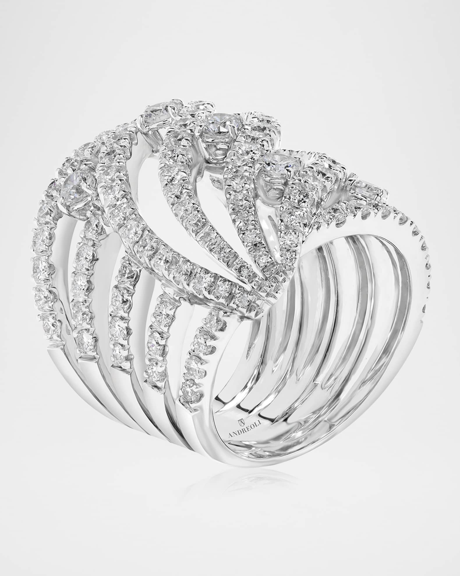 18K White Gold Caged Diamond Ring, Size 7 1