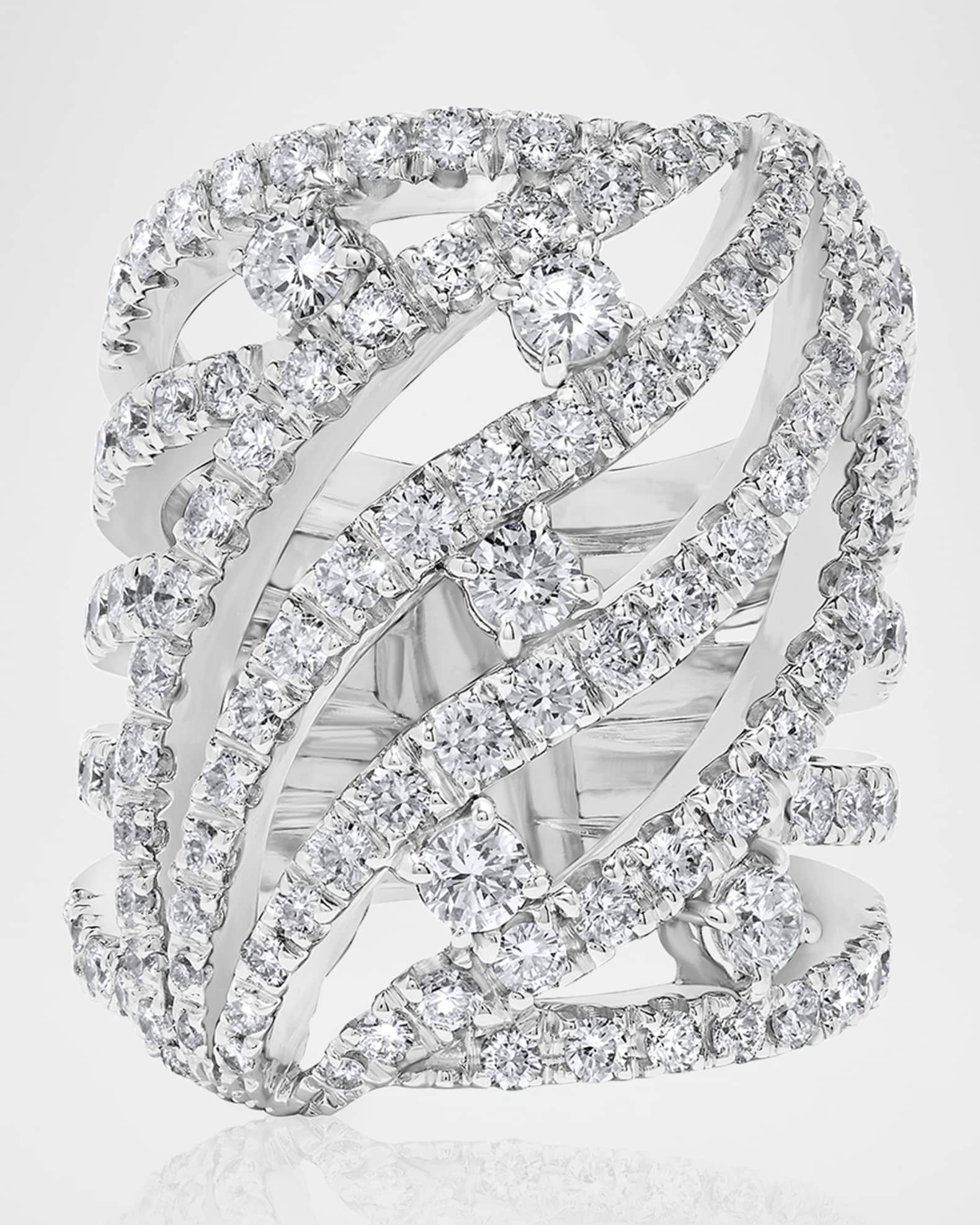 18K White Gold Caged Diamond Ring, Size 7 0
