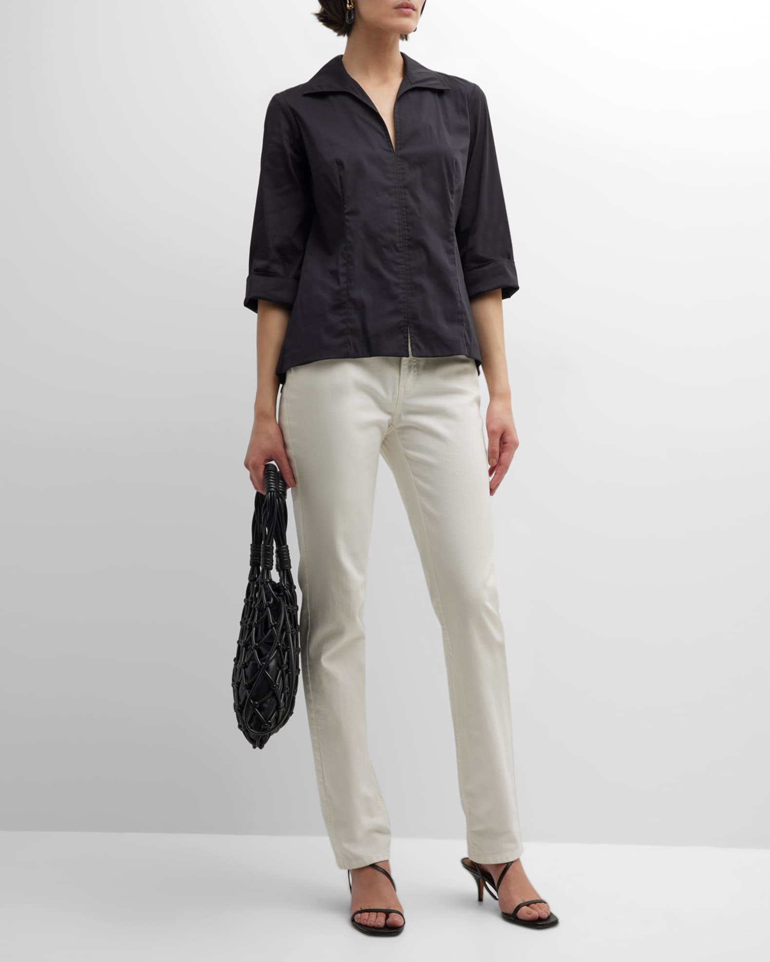 3/4-Sleeve Stretch Cotton Swing Shirt 1
