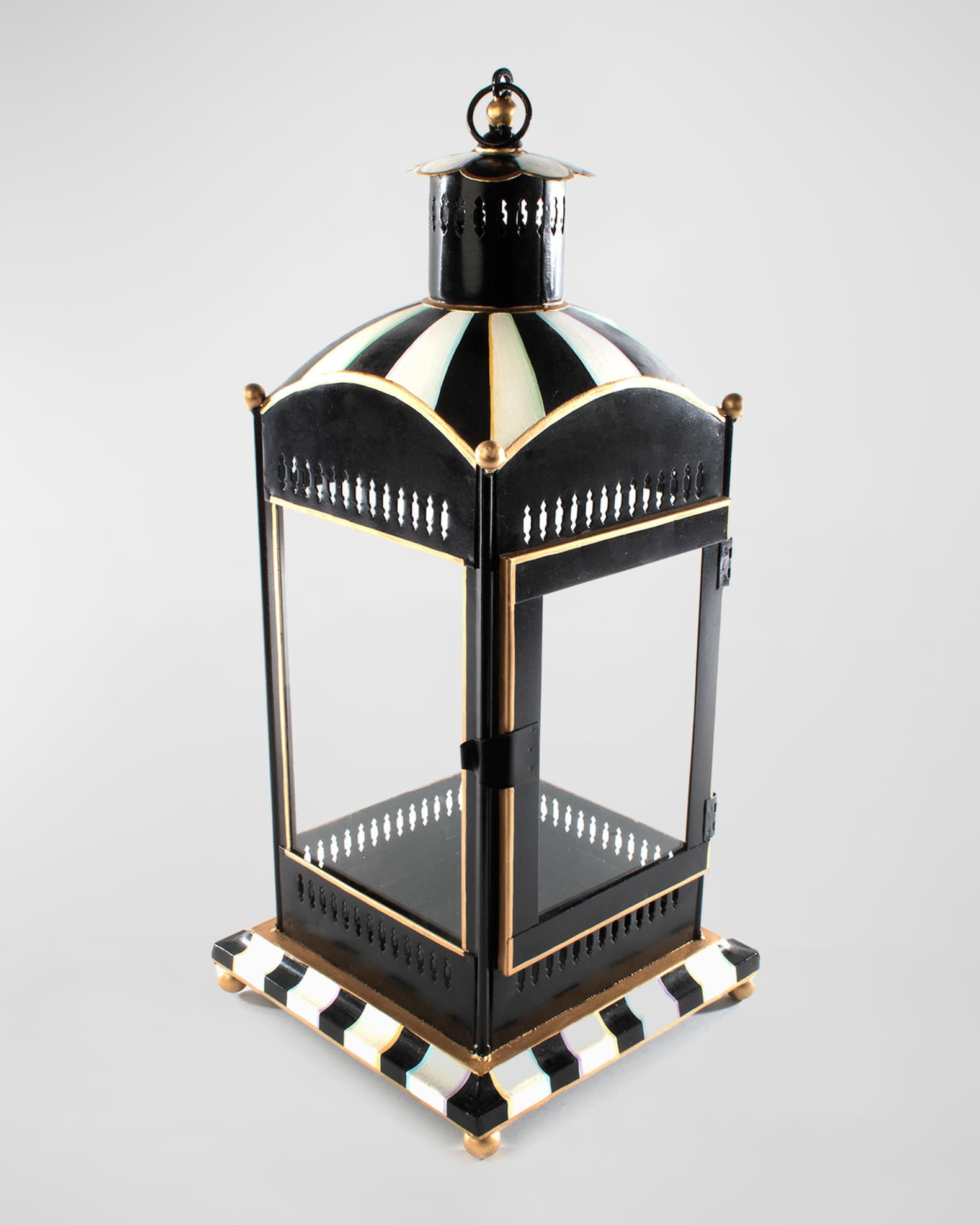 Courtly Stripe Large Candle Lantern 0