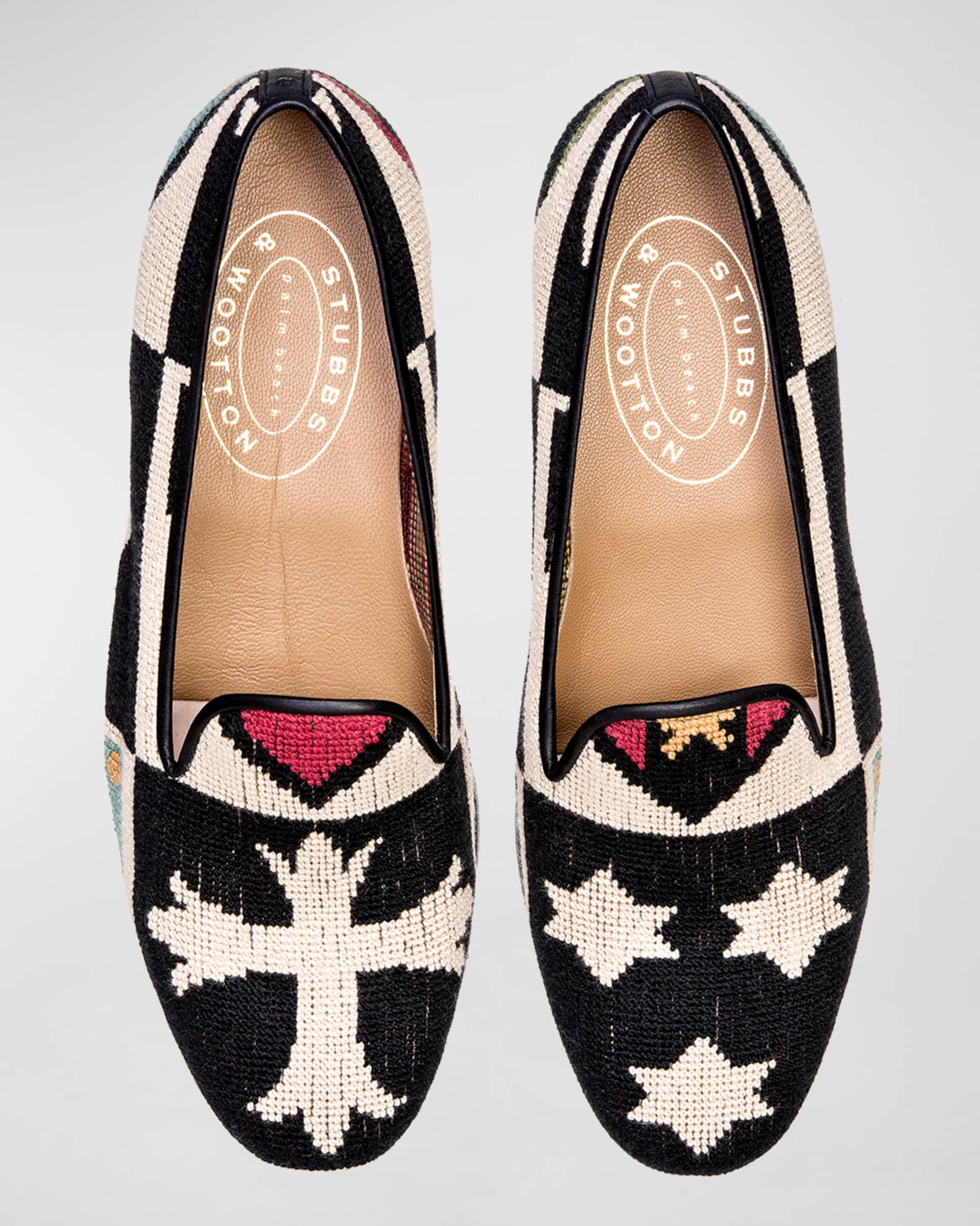 Stubbs and Wootton Men's Needlepoint Crest Loafers Neiman Marcus