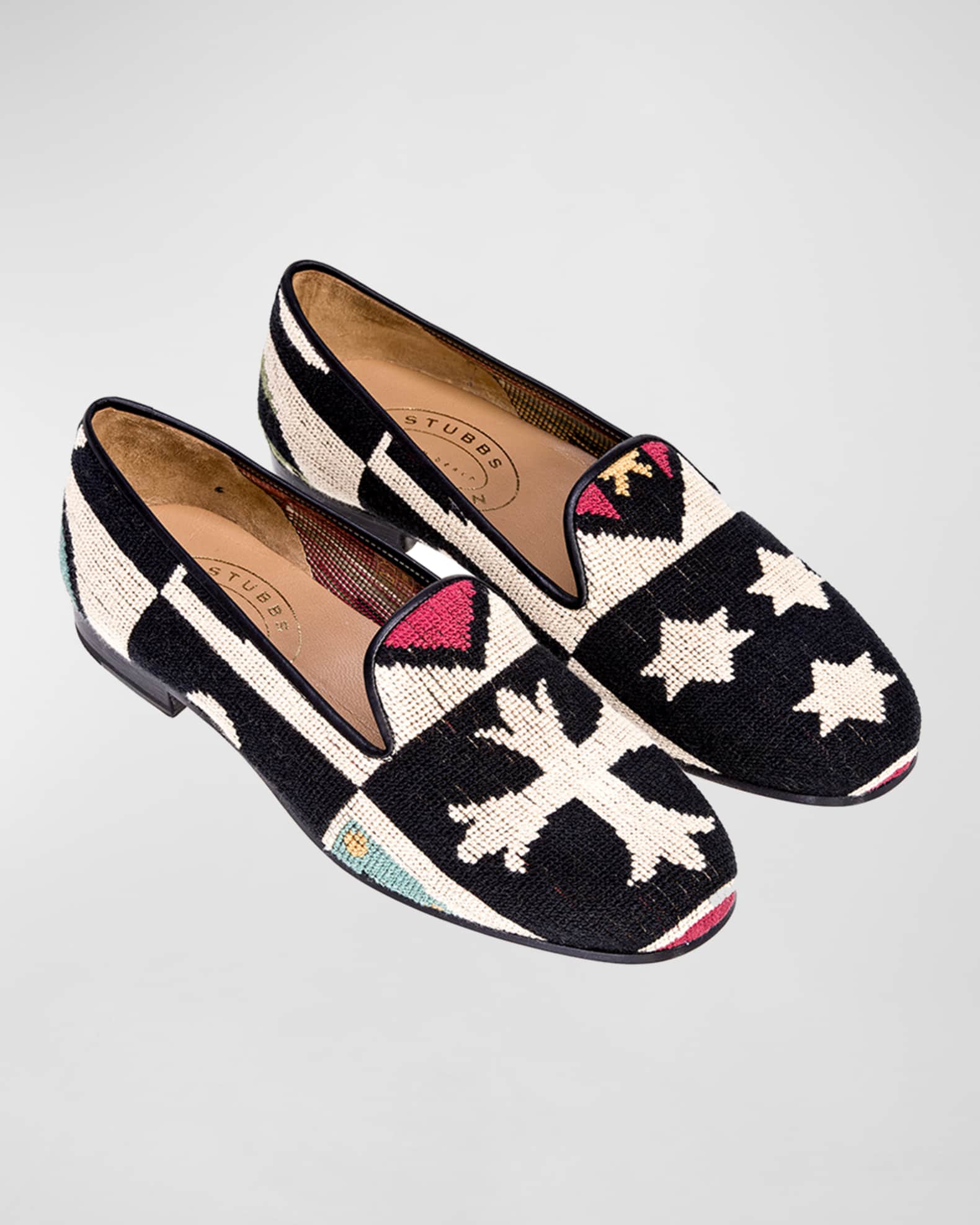 Stubbs and Wootton Men's Needlepoint Crest Loafers Neiman Marcus