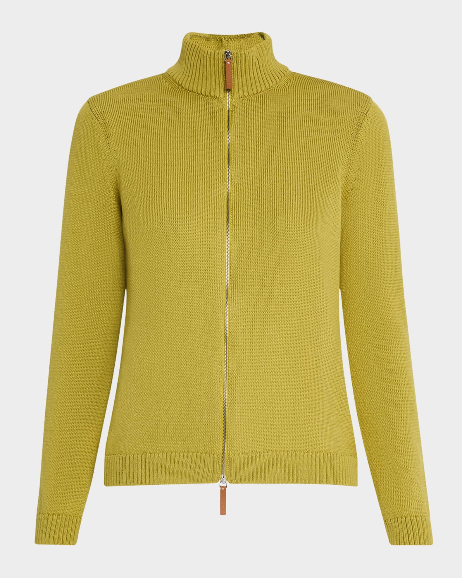 Cotton-Silk Tape Fitted Bomber Sweater 0