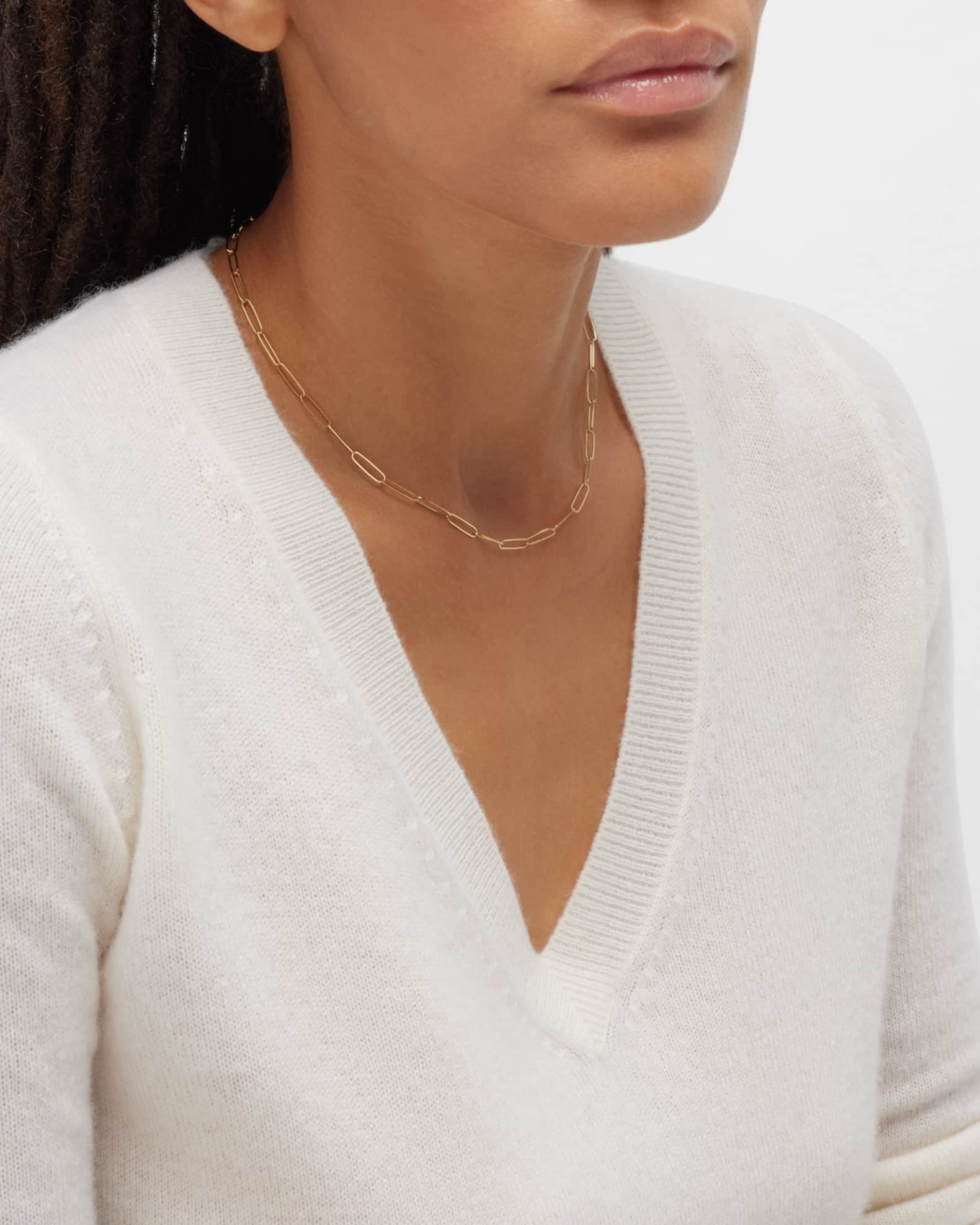 14k Gold Large Paper Clip Chain Necklace - Zoe Lev Jewelry