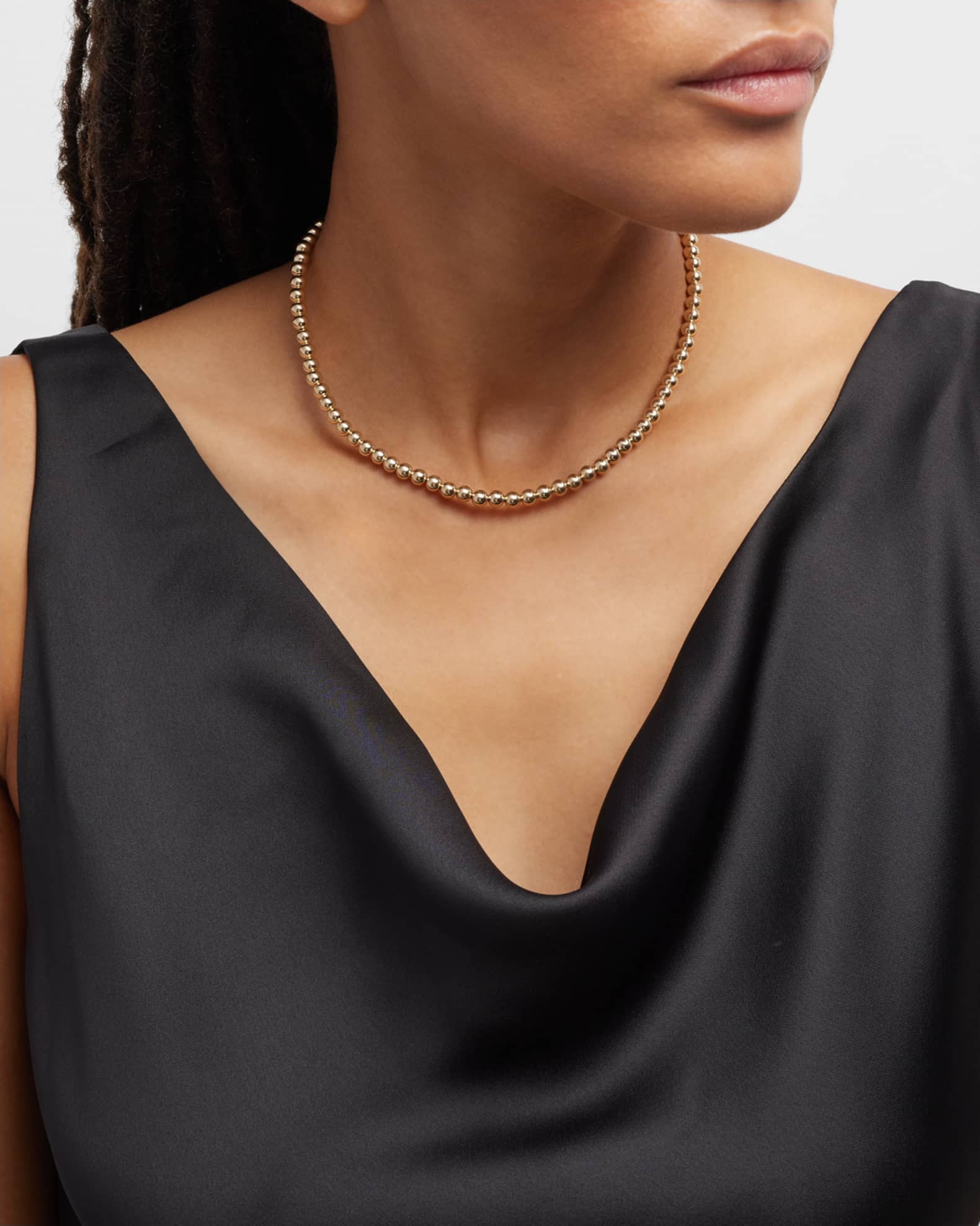 Zoe Lev Jewelry 14k Gold 5mm Bead Necklace | Neiman Marcus