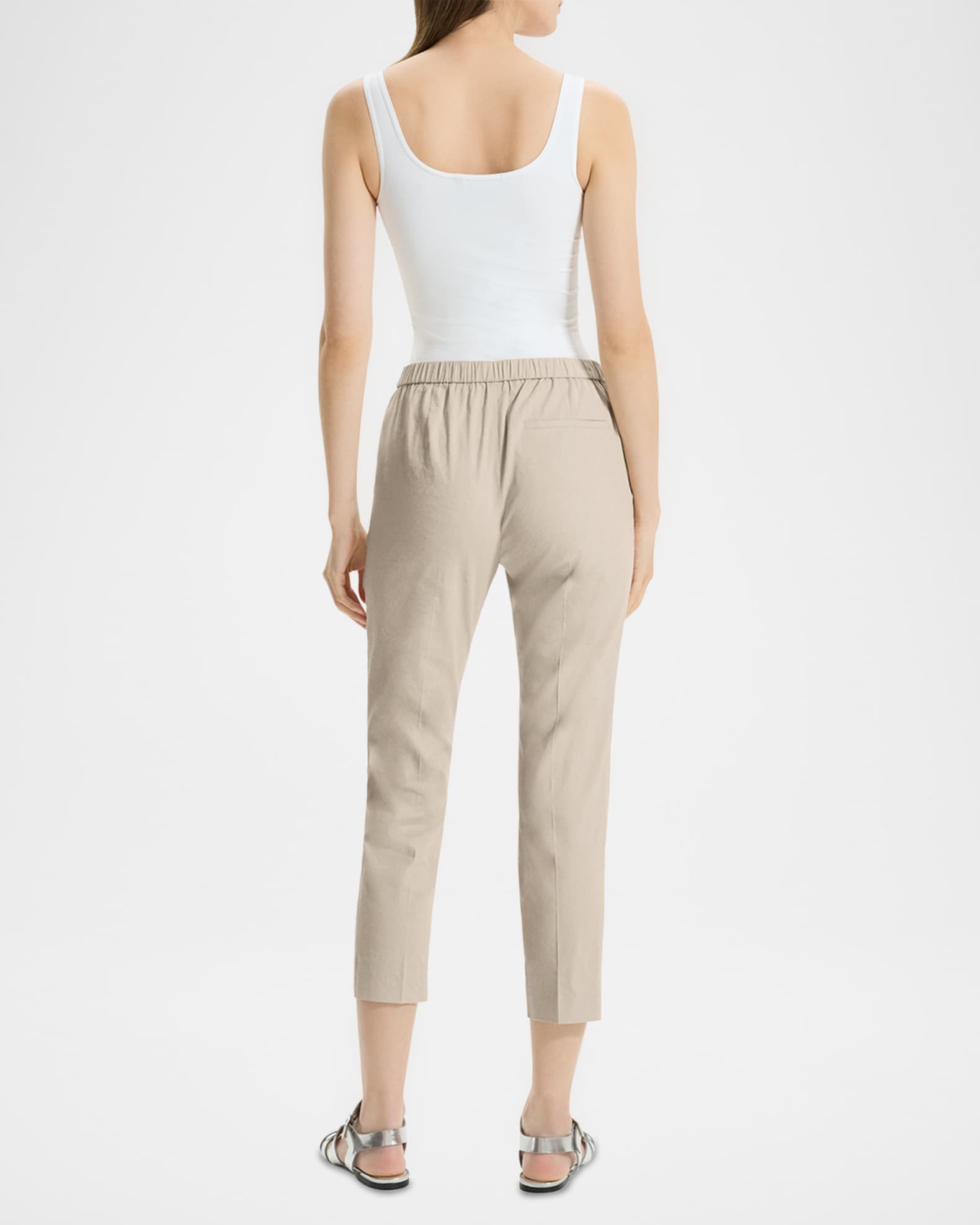 Treeca Good Linen Cropped Pull On Ankle Pants