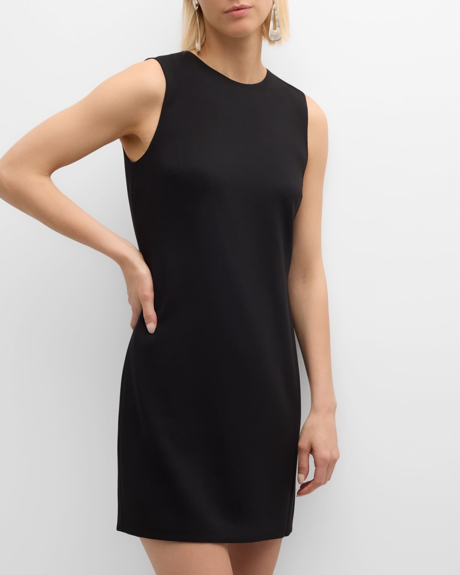 Theory Admiral Crepe Mini Shift Dress Black