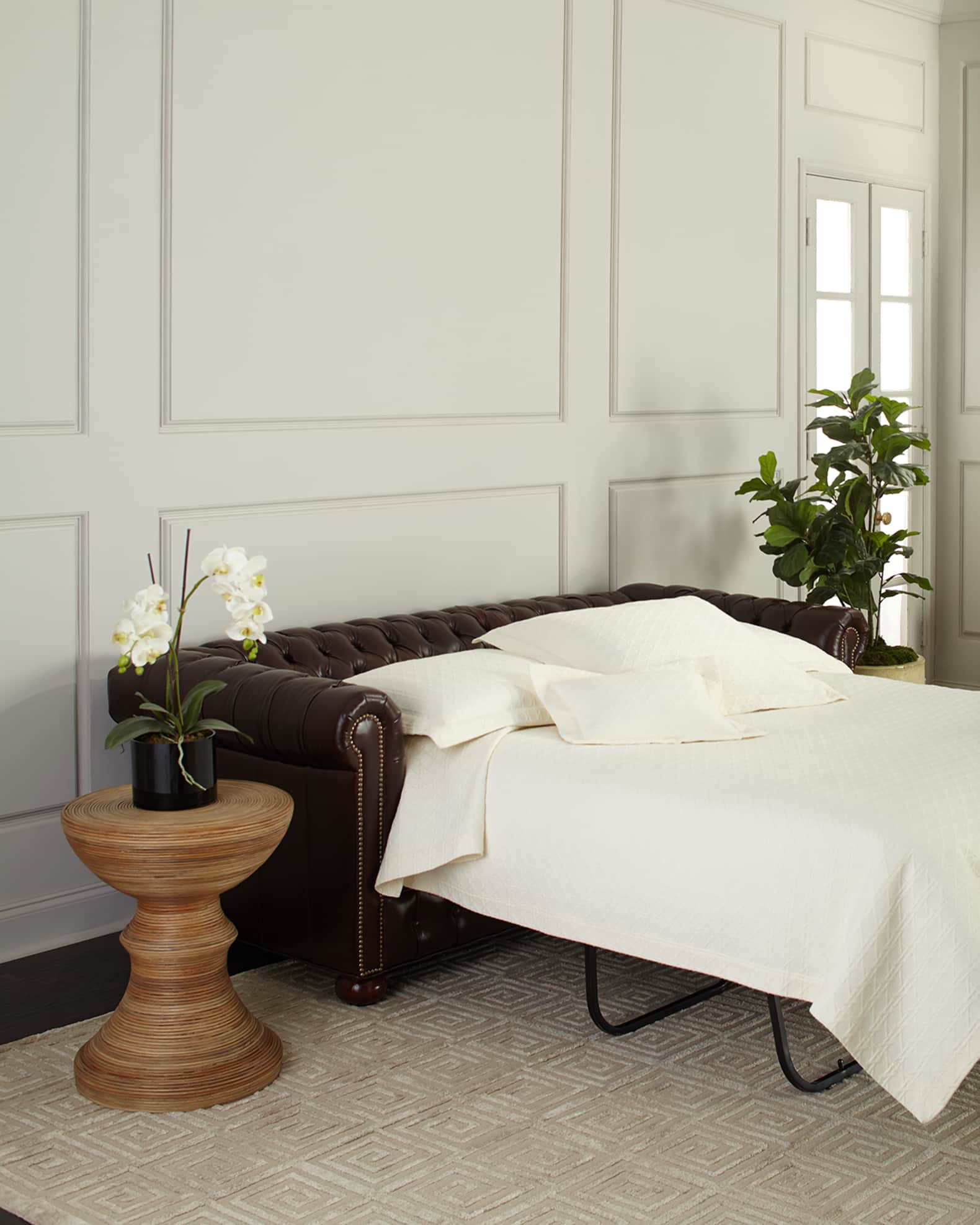 Tufted leather sleeper sofa 2025