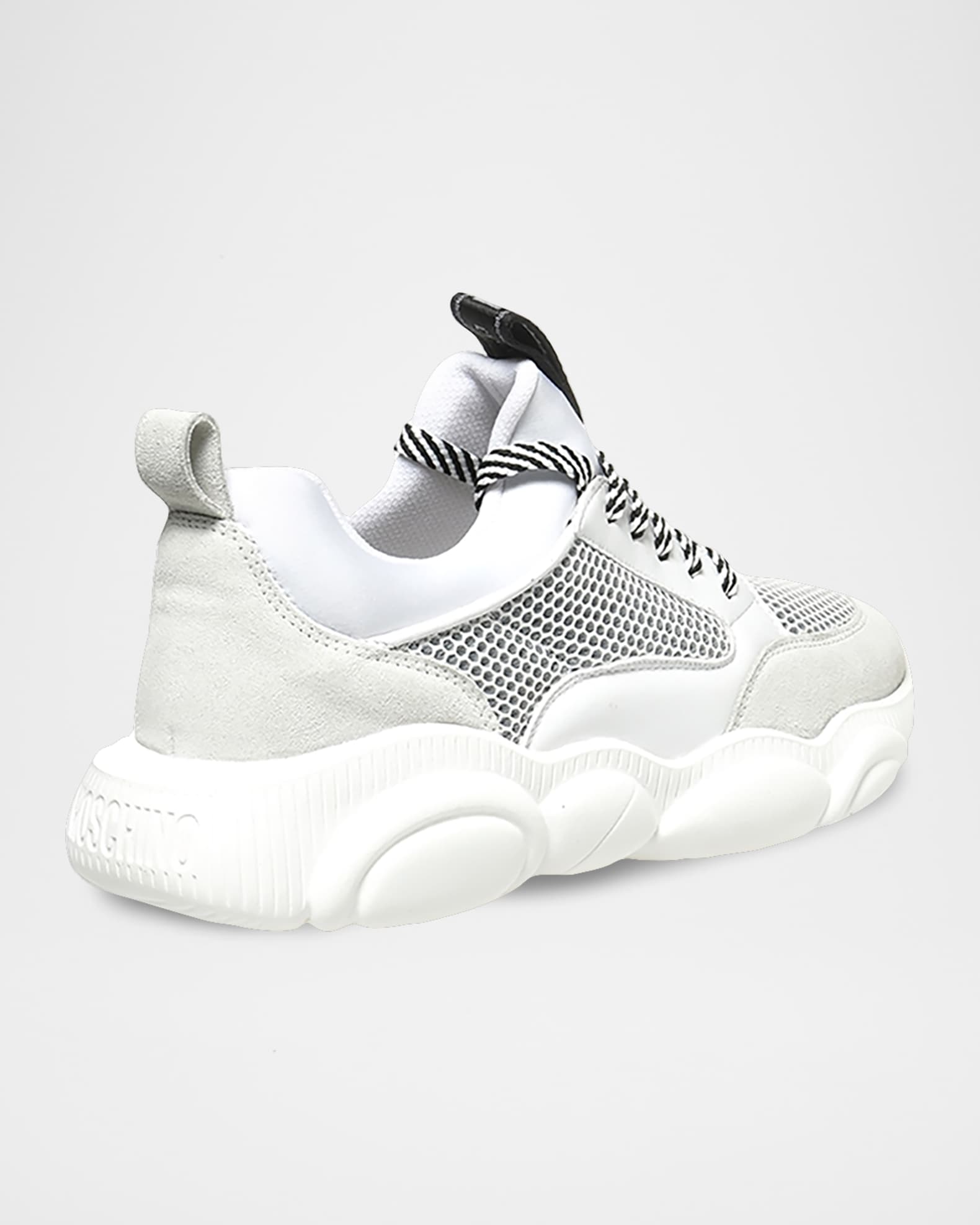 Moschino Men's Mesh/Leather Striped-Lace Sneakers | Neiman Marcus
