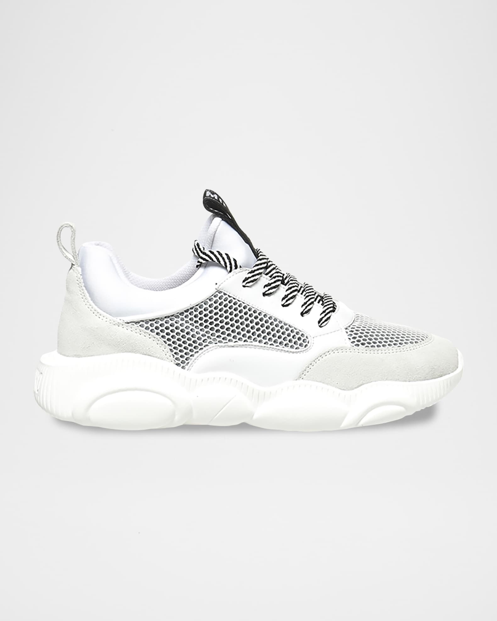 Moschino Men's Mesh/Leather Striped-Lace Sneakers | Neiman Marcus