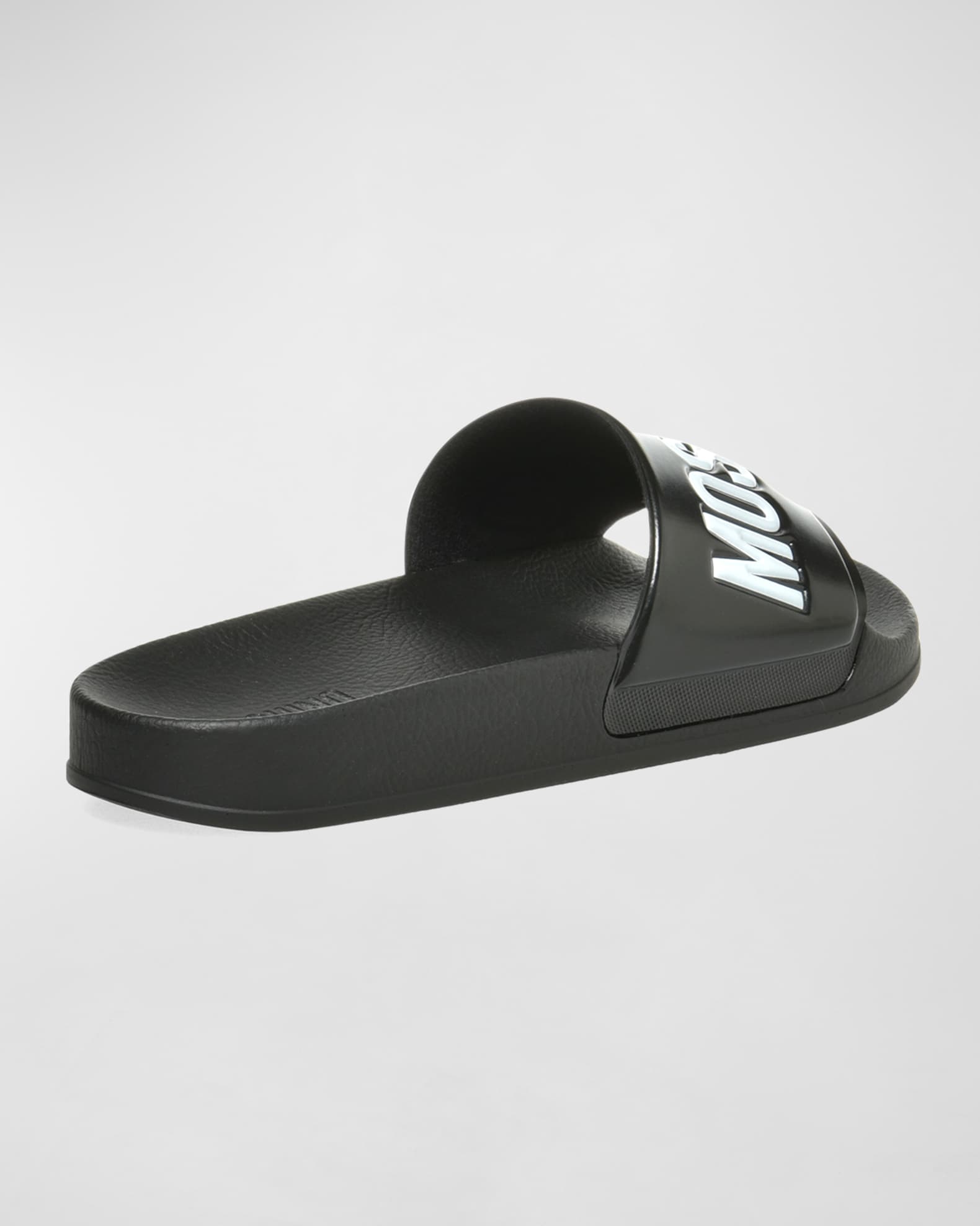 Moschino Men's Logo-Embossed Rubber Slide Sandals | Neiman Marcus