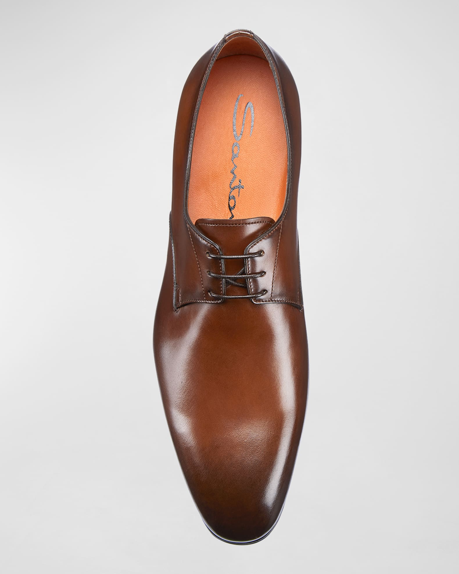 Santoni Men's Induct Burnished Leather Derby Shoes | Neiman Marcus