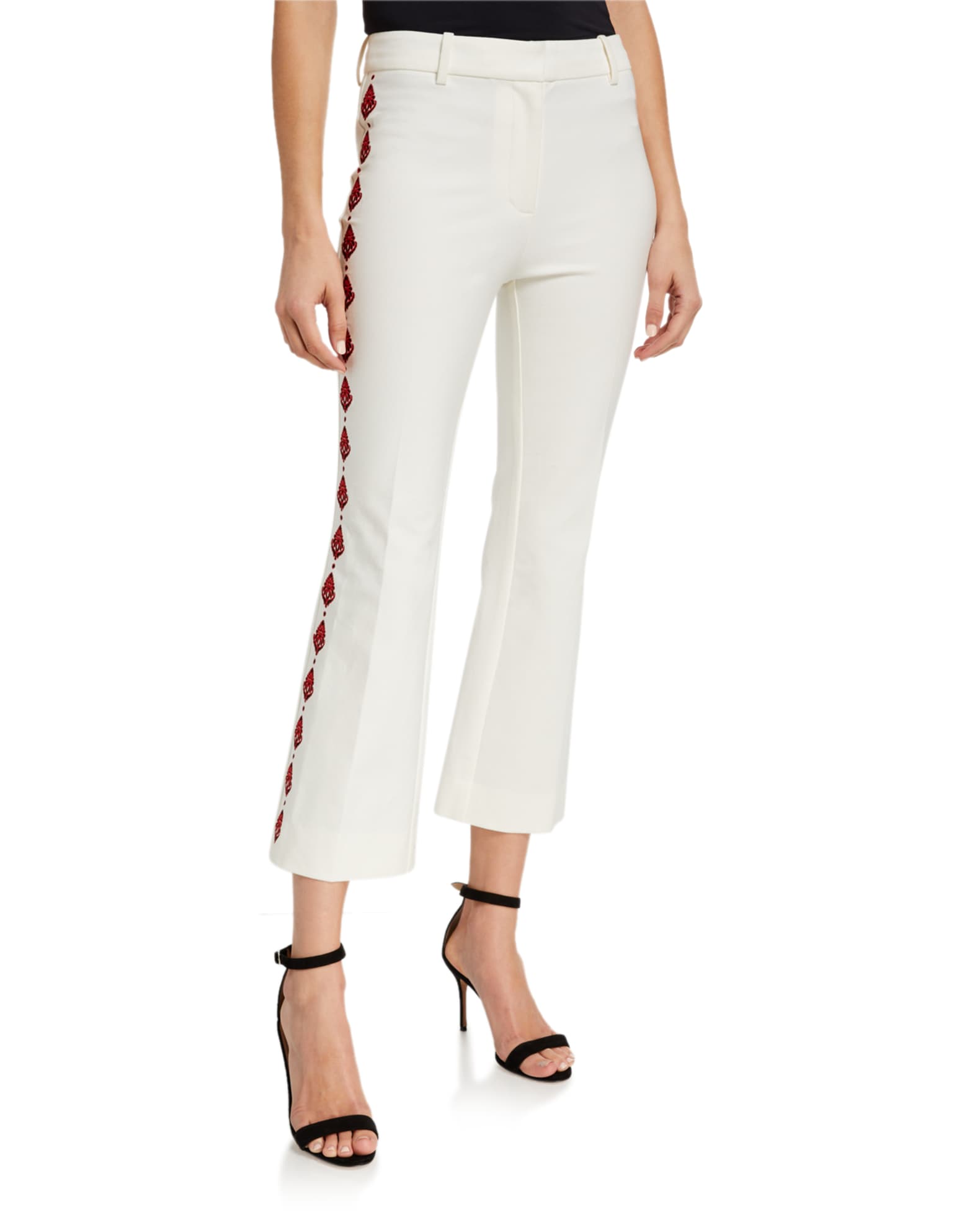 DEREK LAM 10 CROSBY Cropped button-embellished cotton-blend kick-flare pants