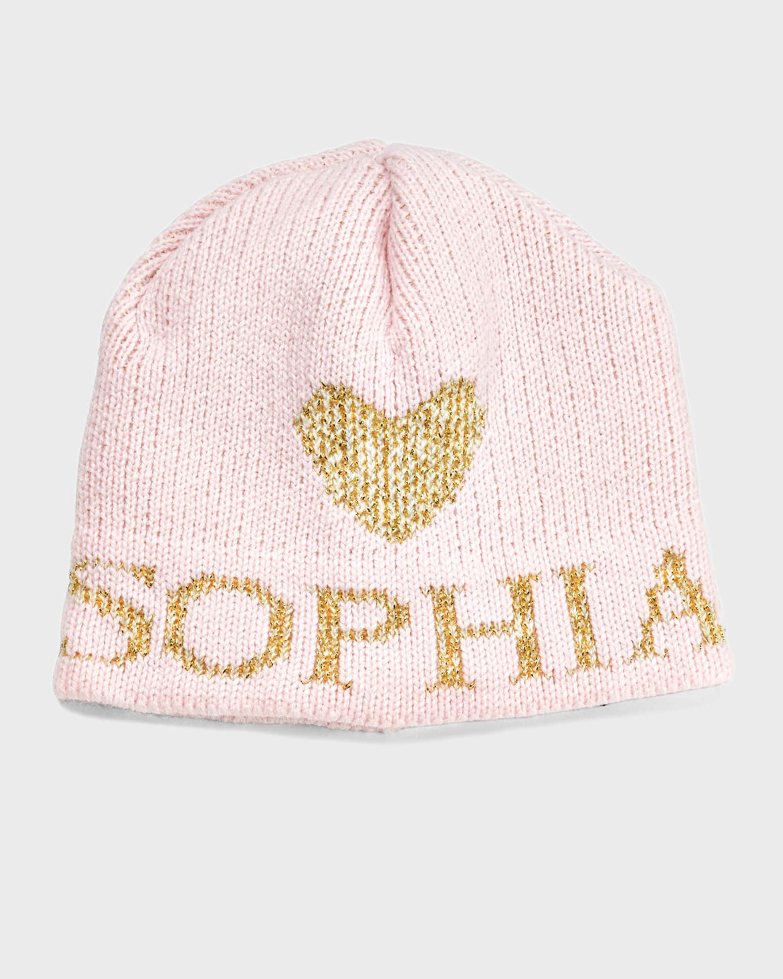 Kid's Single Heart Metallic Beanie Hat 0